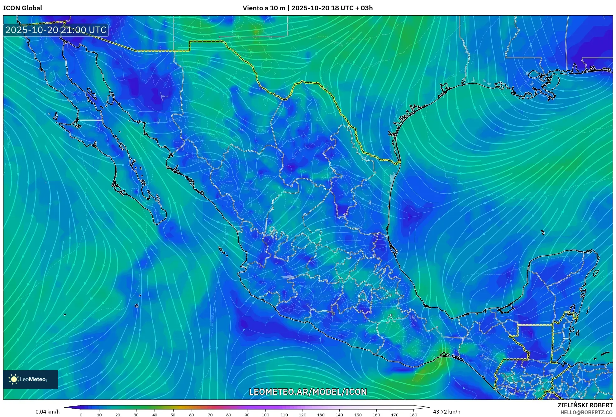 ICON model - México, Viento a 10 m ICON model - México, Viento a 10 m