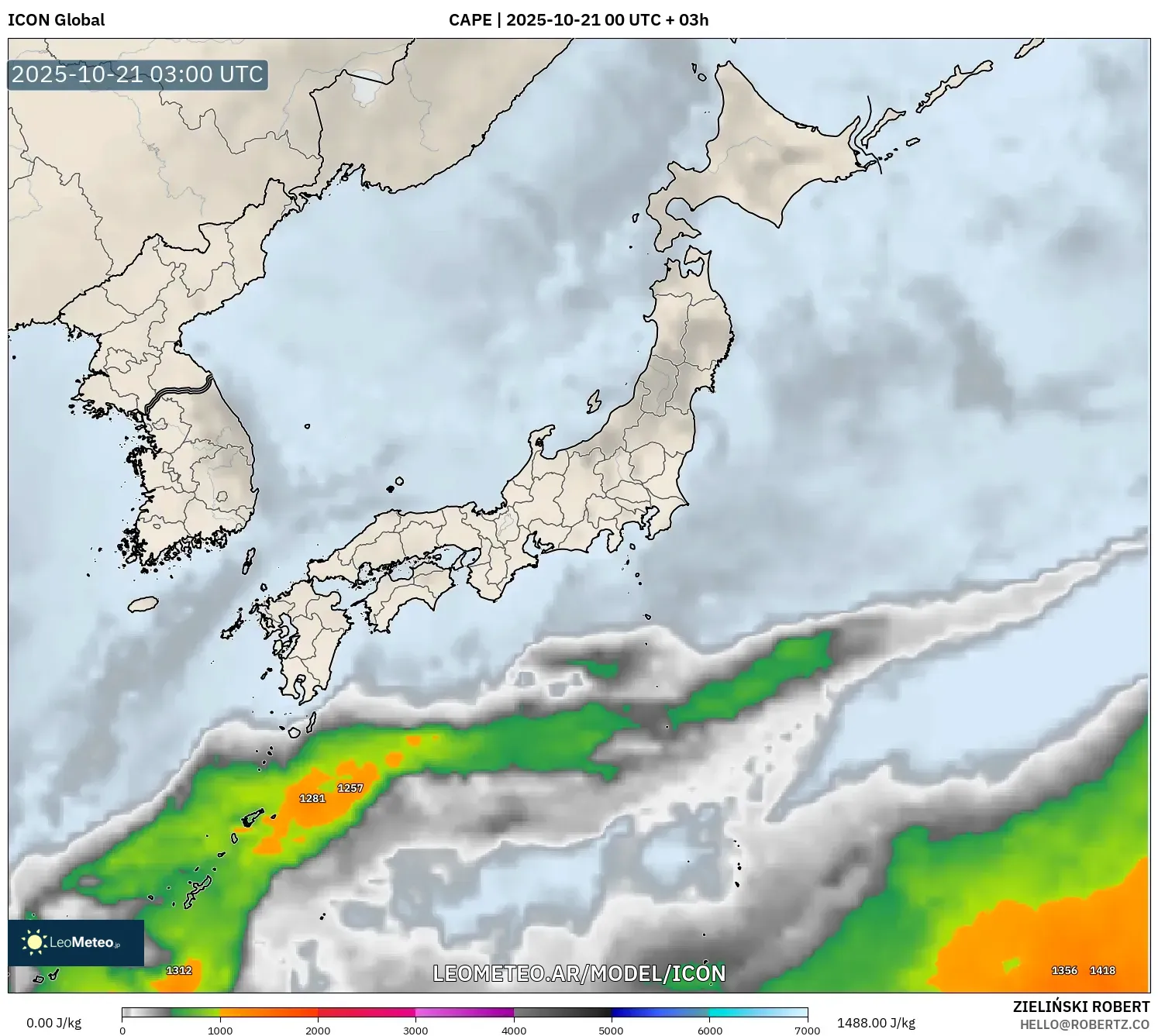 ICON model - Japón, CAPE ICON model - Japón, CAPE