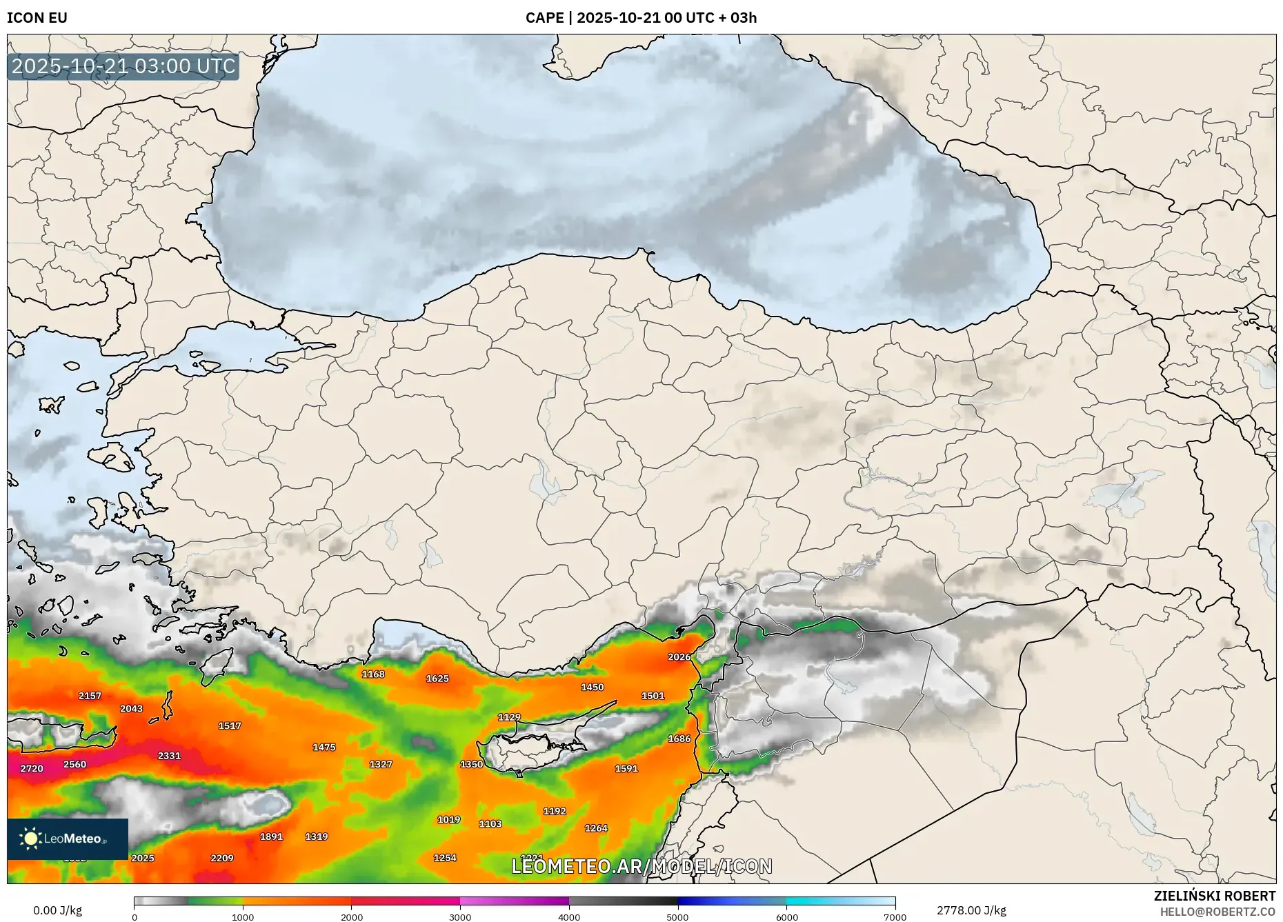 ICON model - Turquía, CAPE ICON model - Turquía, CAPE