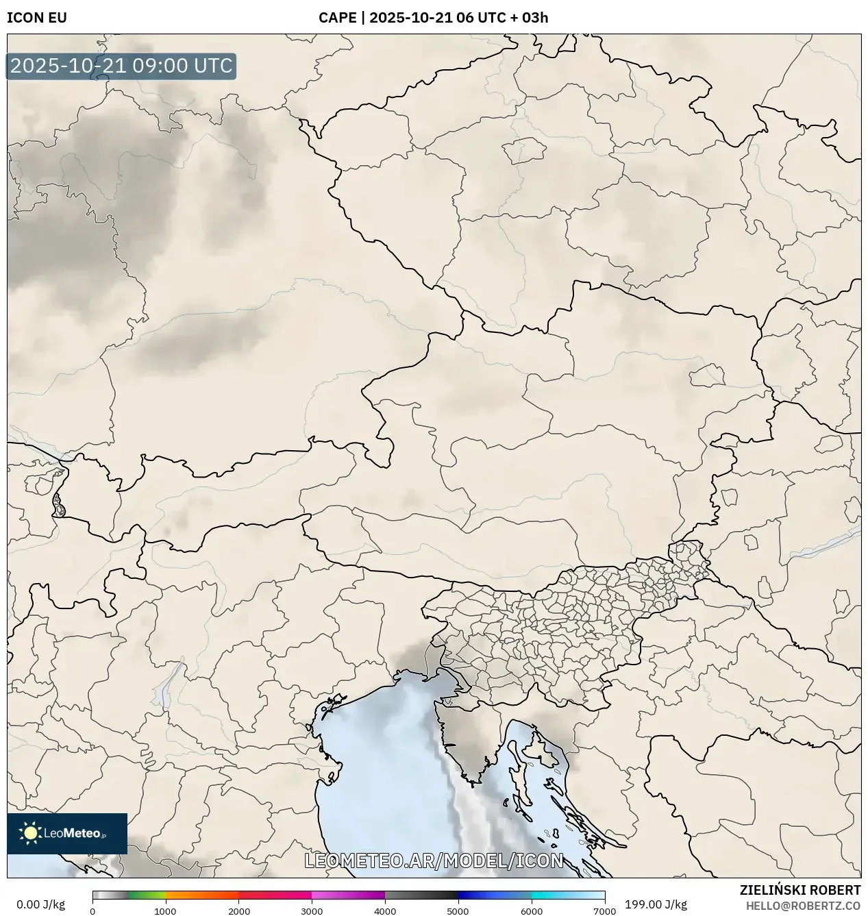 ICON model - Austria, CAPE ICON model - Austria, CAPE
