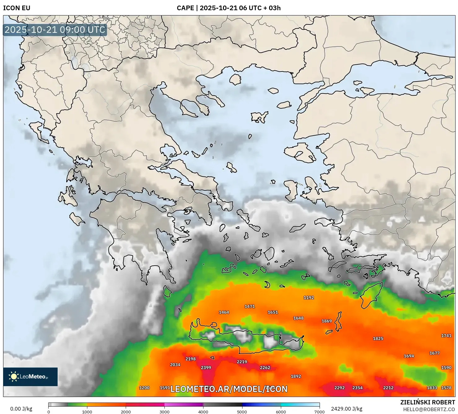 ICON model - Grecia, CAPE ICON model - Grecia, CAPE