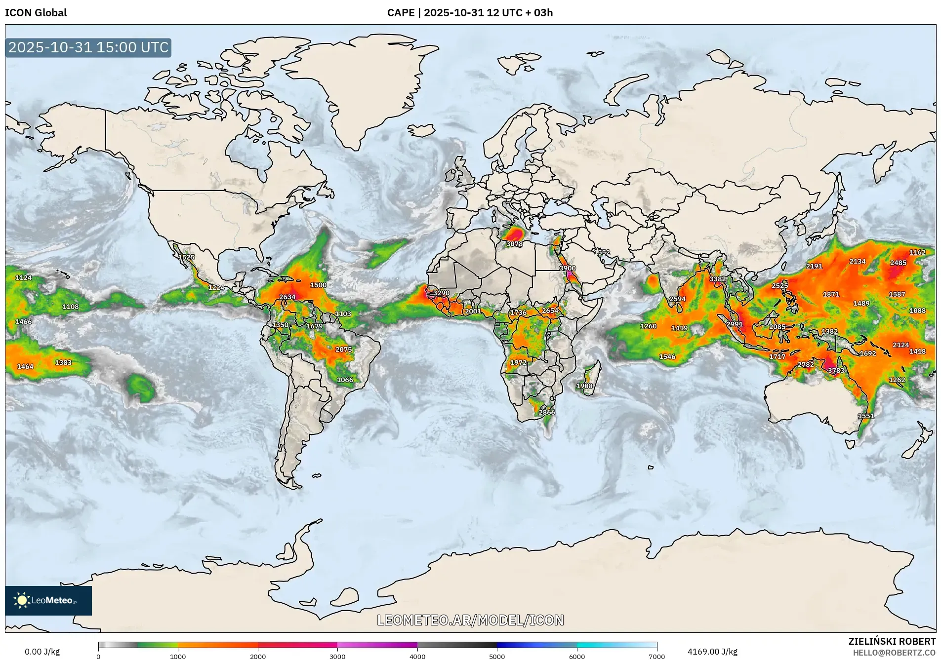 ICON model - Mundo, CAPE ICON model - Mundo, CAPE