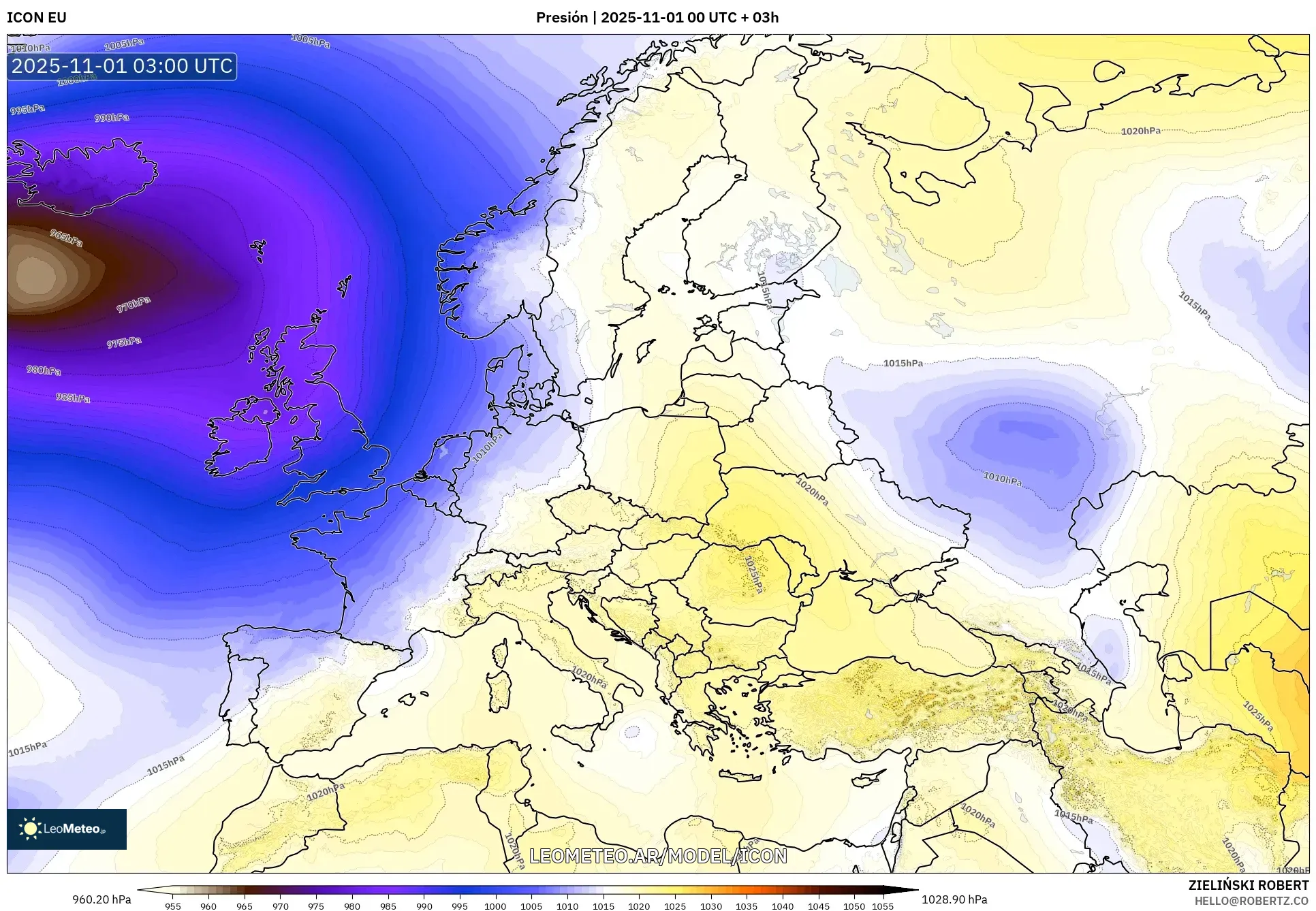 ICON model - Europa, Presión ICON model - Europa, Presión