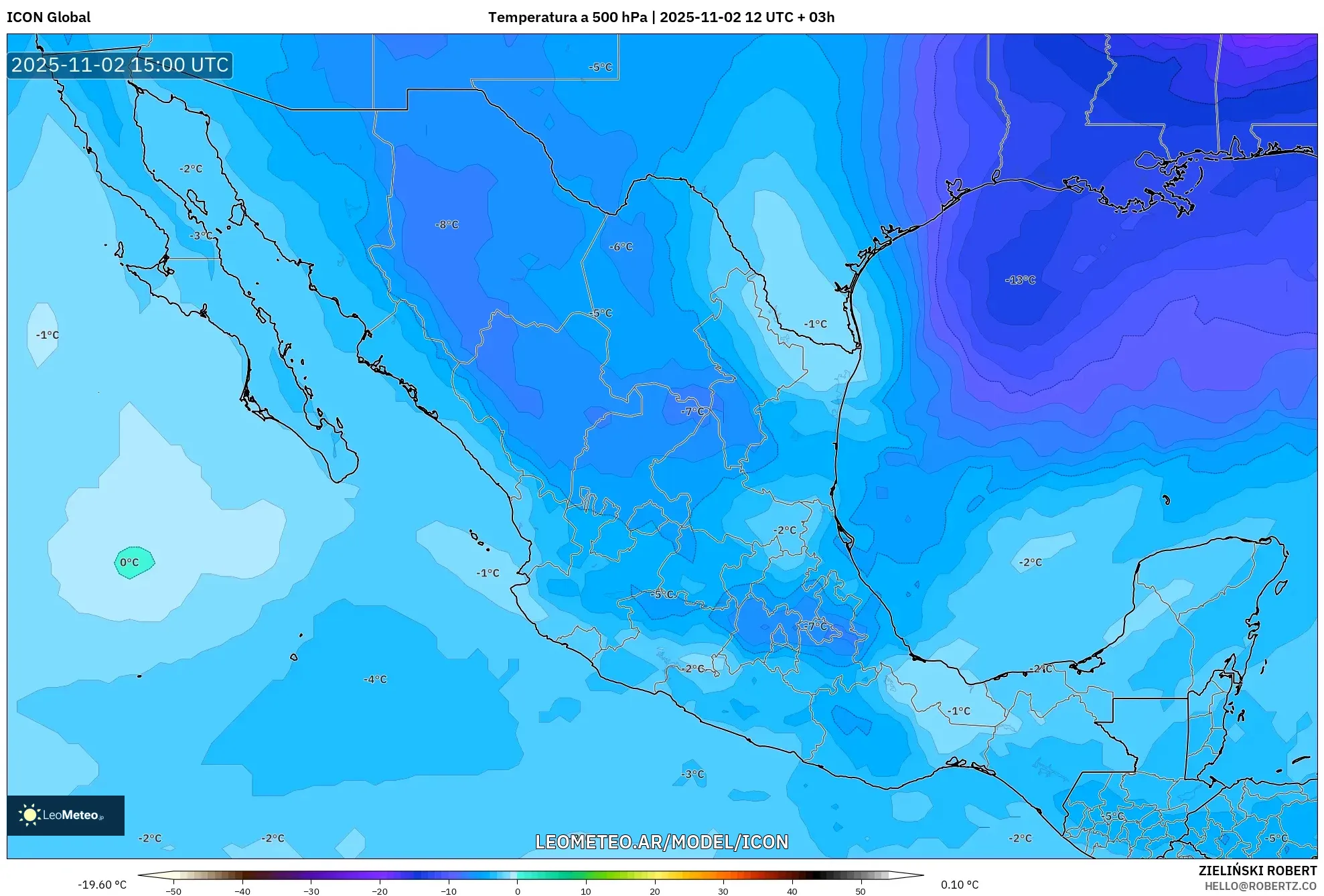 ICON model - México, Temperatura a 500 hPa