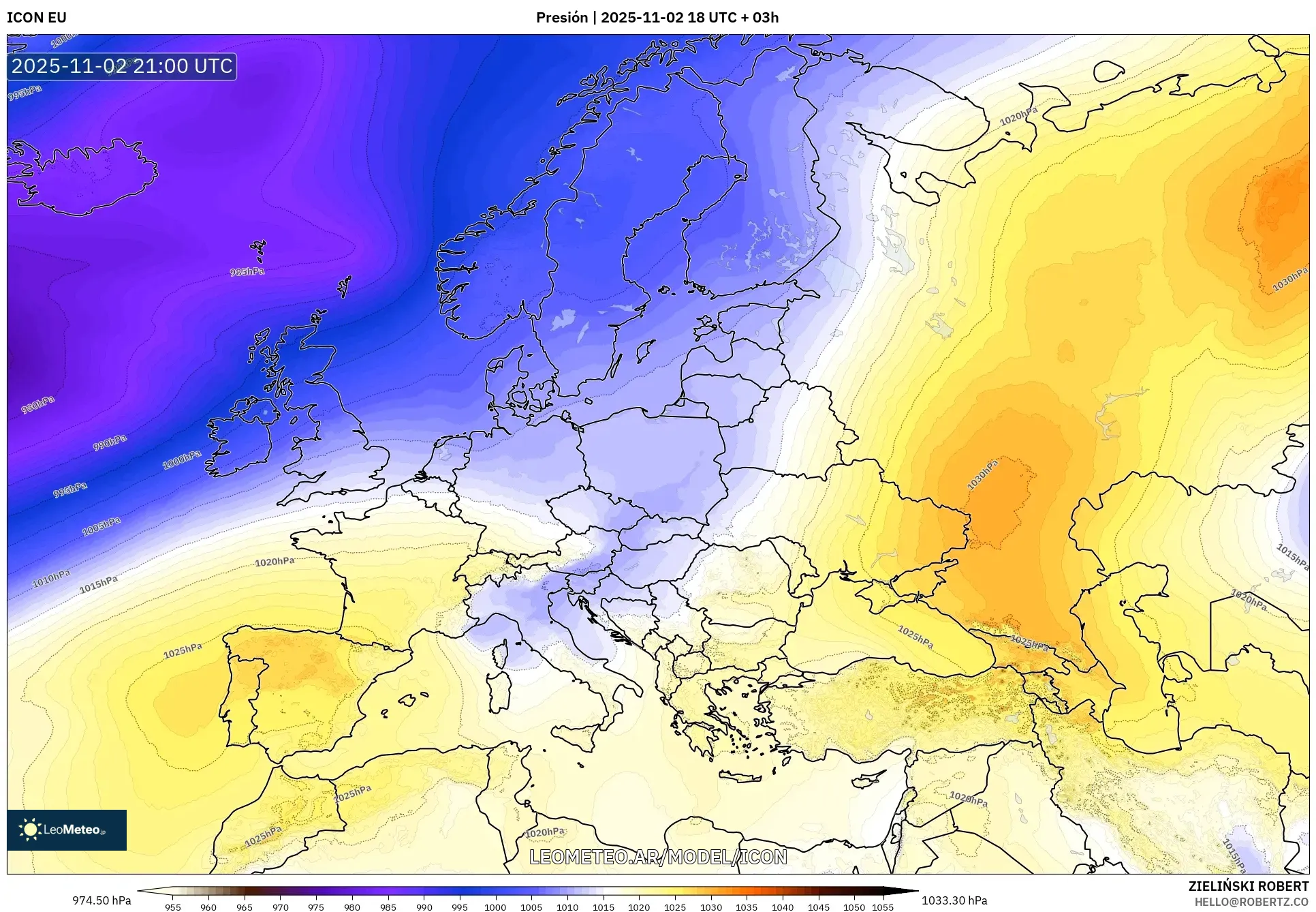 ICON model - Europa, Presión