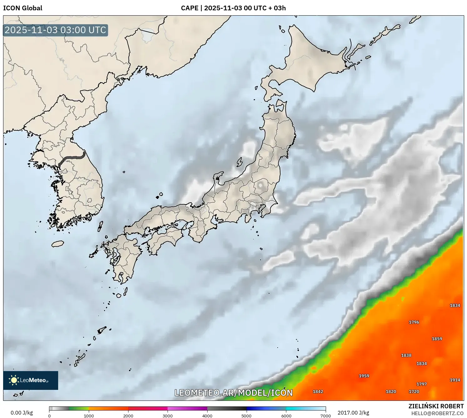 ICON model - Japón, CAPE