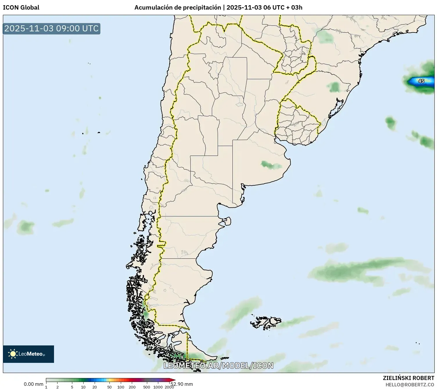 ICON model - Argentina, Acumulación de precipitación