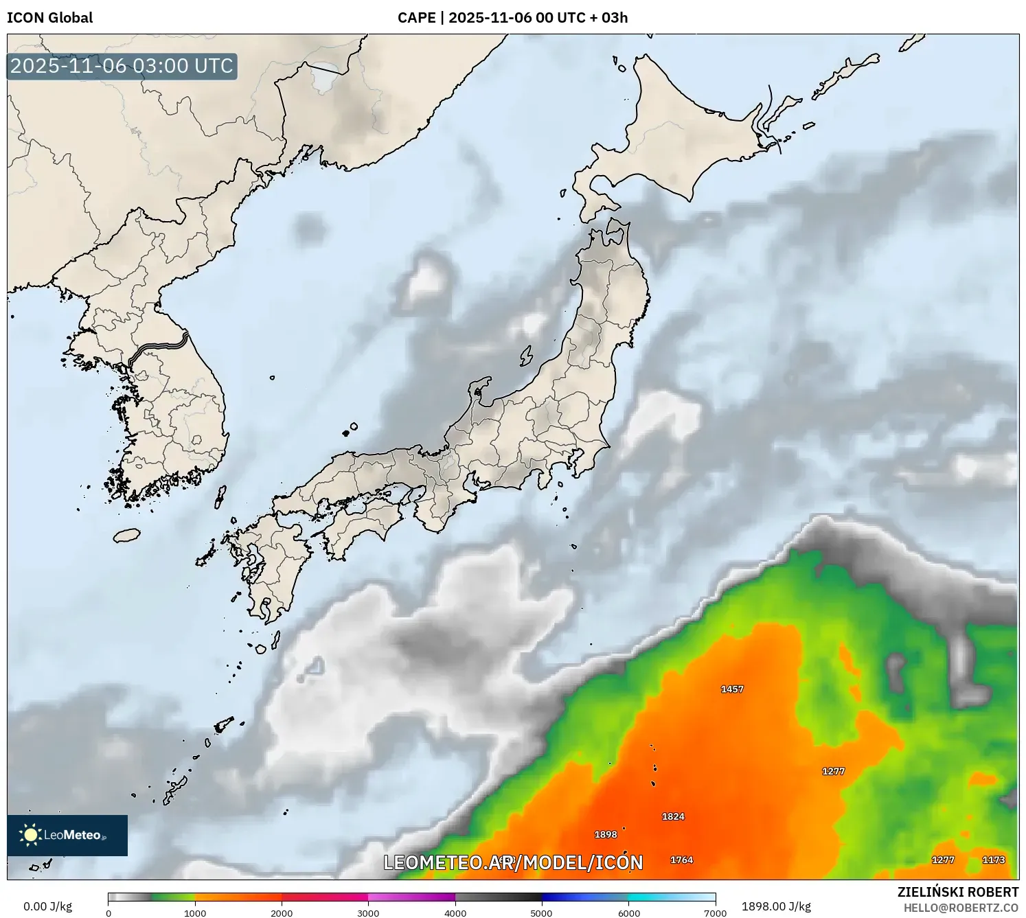 ICON model - Japón, CAPE
