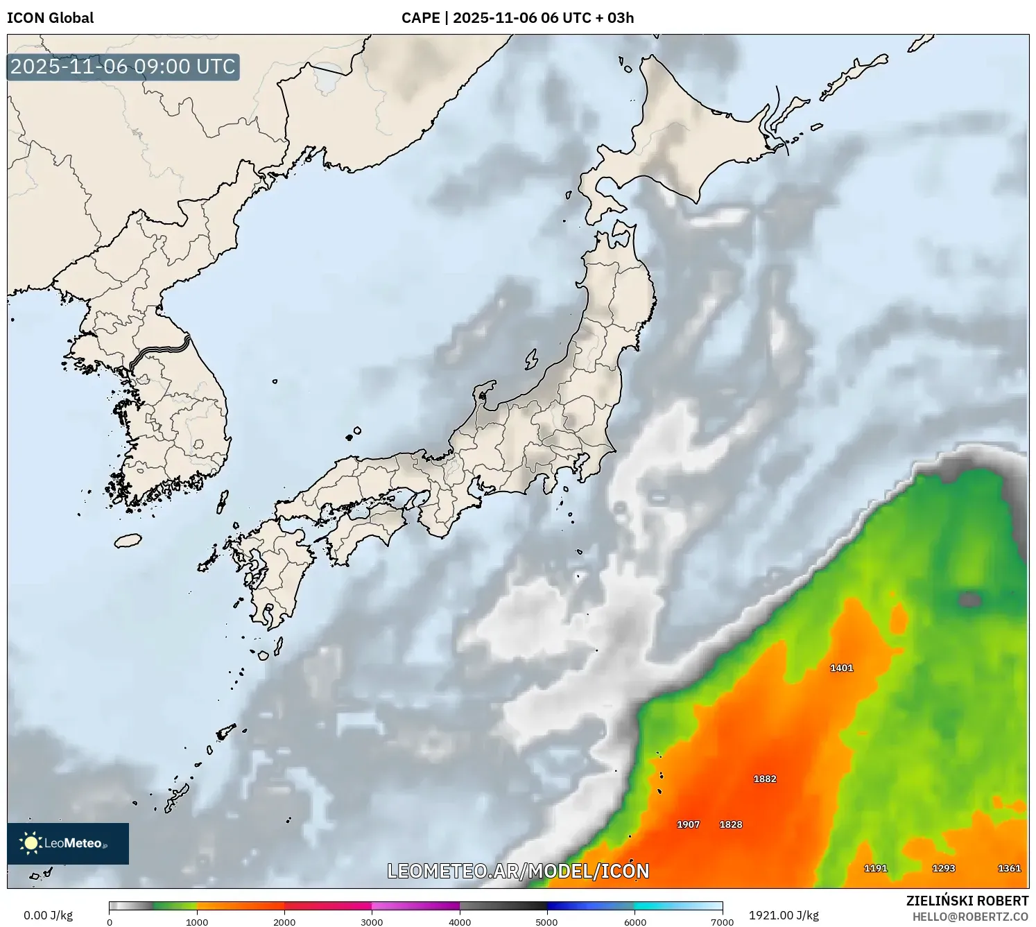 ICON model - Japón, CAPE