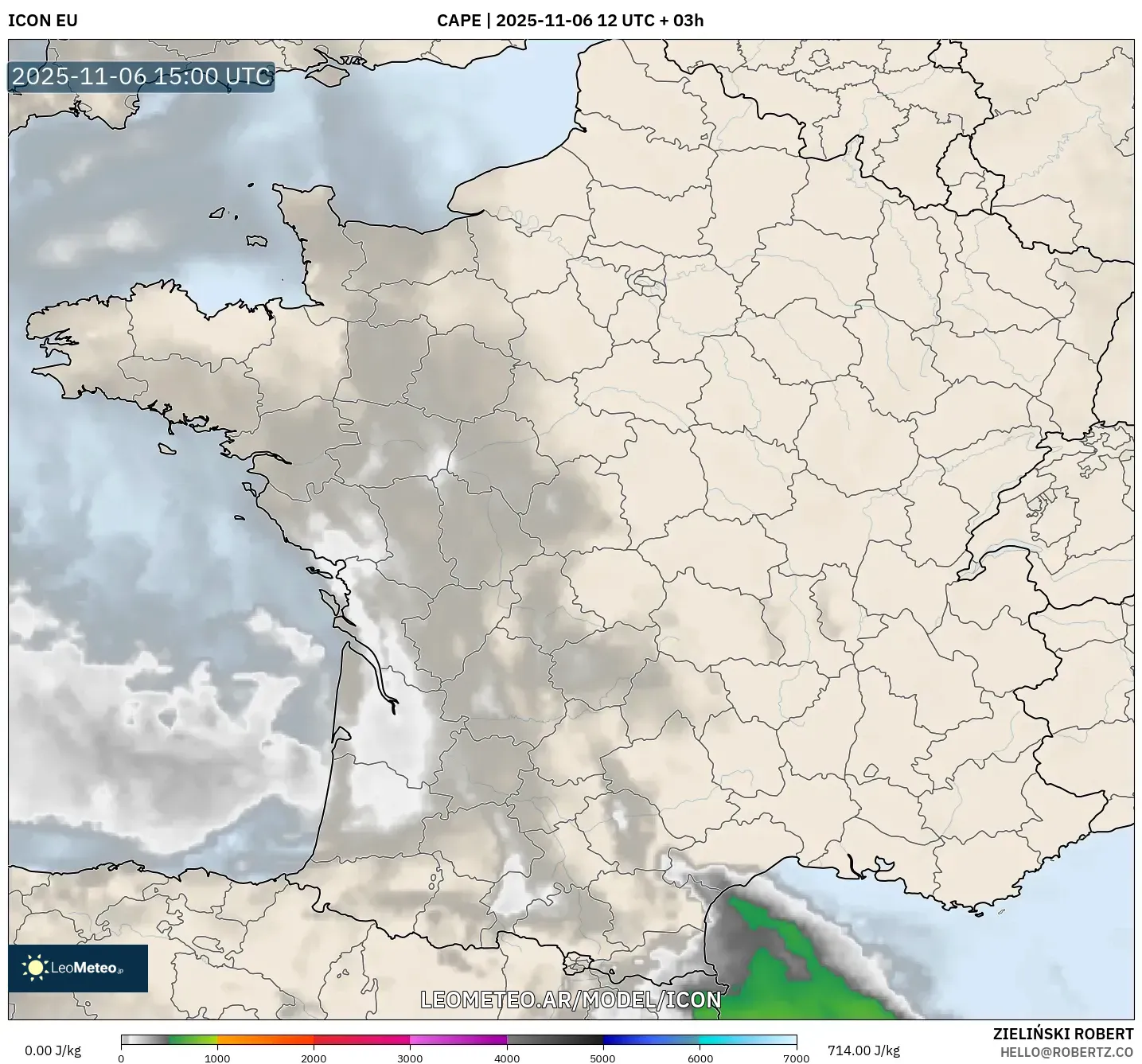 ICON model - Francia, CAPE