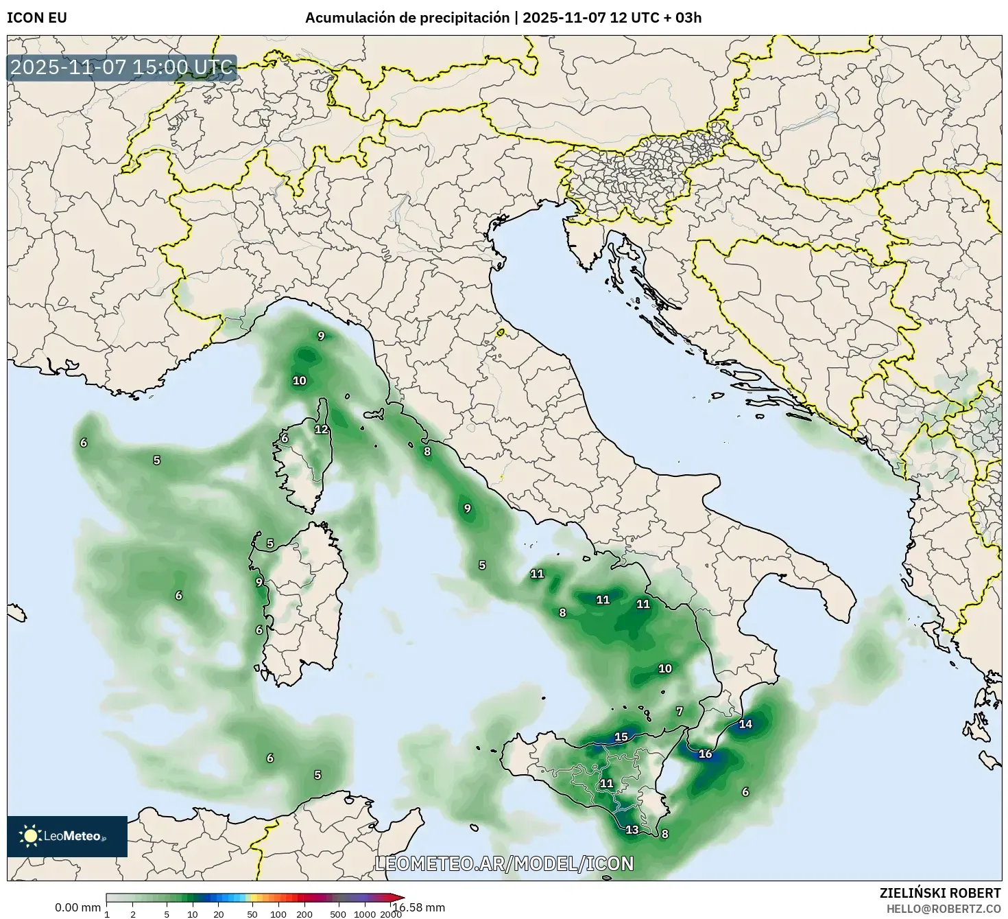 ICON model - Italia, Acumulación de precipitación