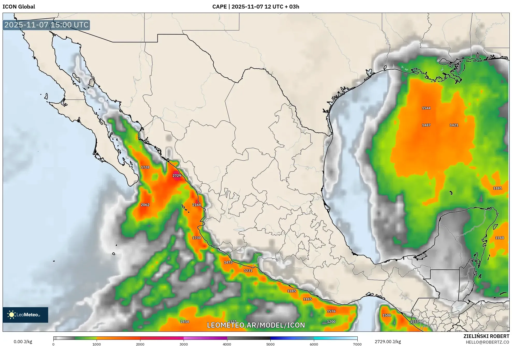 ICON model - México, CAPE