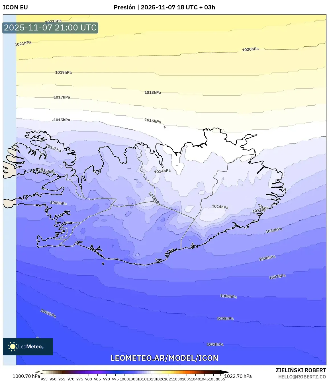 ICON model - Islandia, Presión