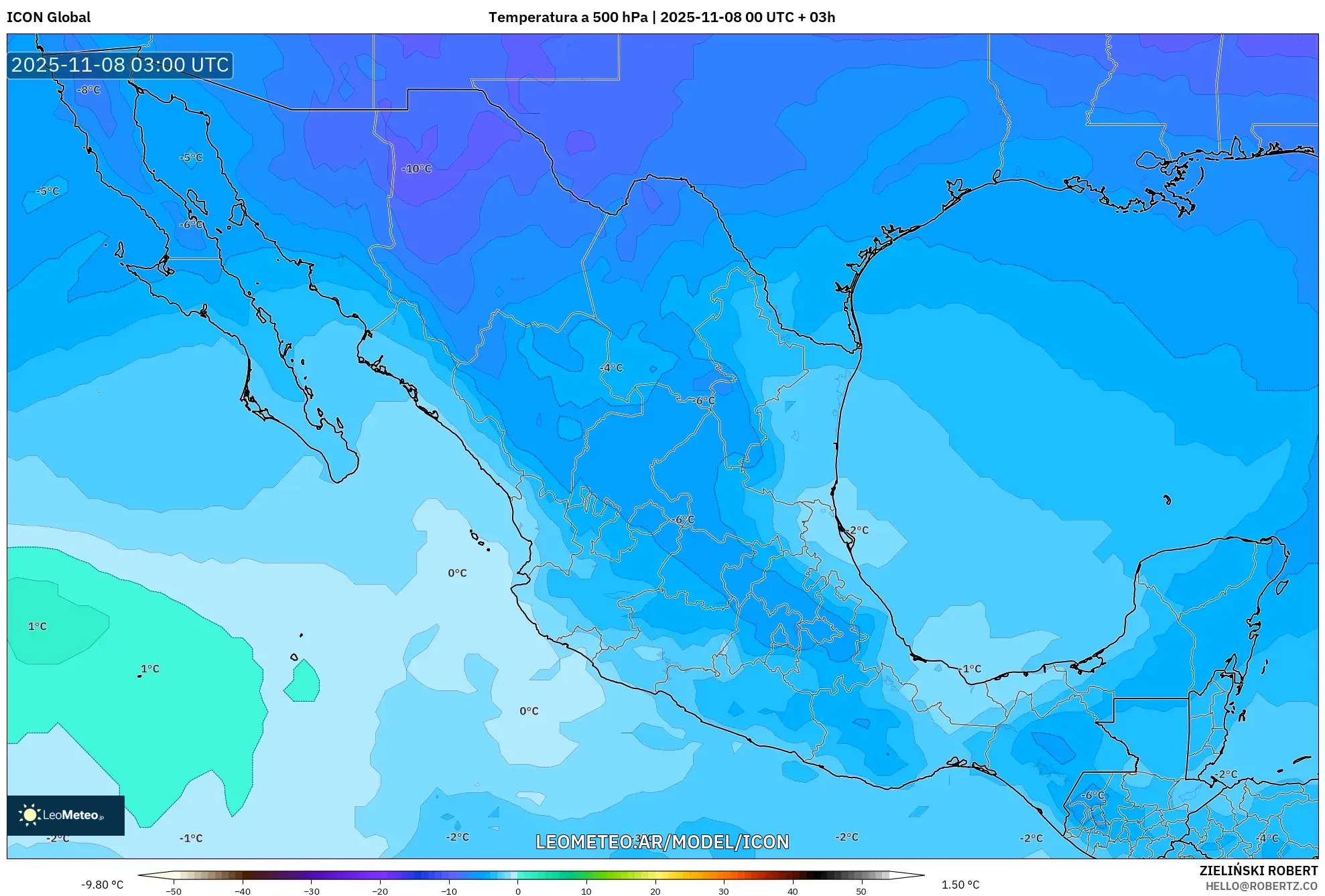 ICON model - México, Temperatura a 500 hPa