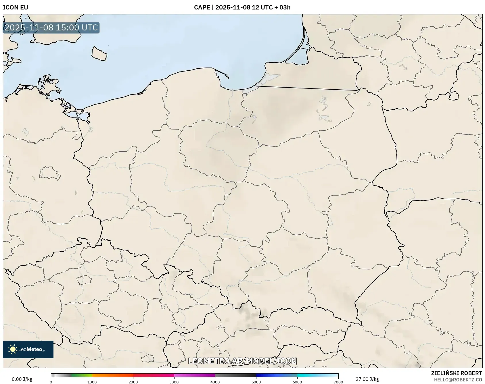 ICON model - Polonia, CAPE