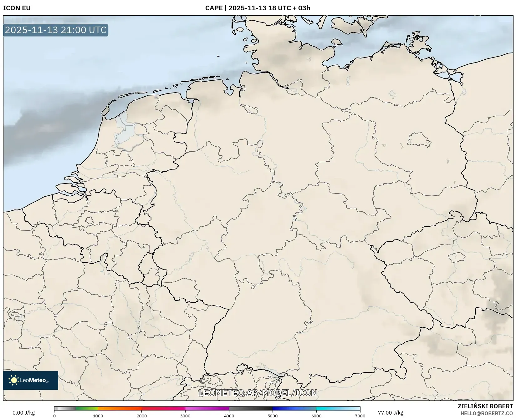 ICON model - Alemania, CAPE