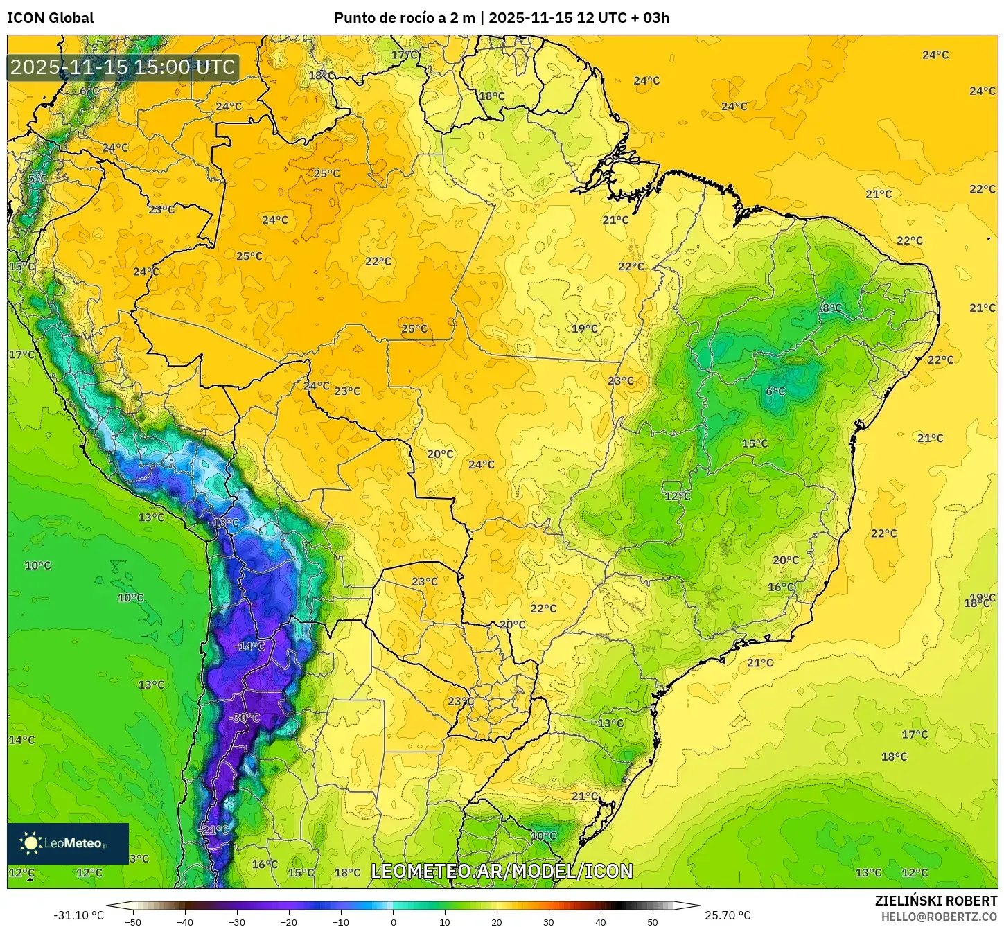 ICON model - Brasil, Punto de rocío a 2 m