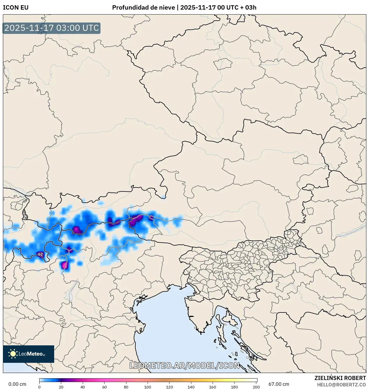 ICON model - Austria, Profundidad de nieve