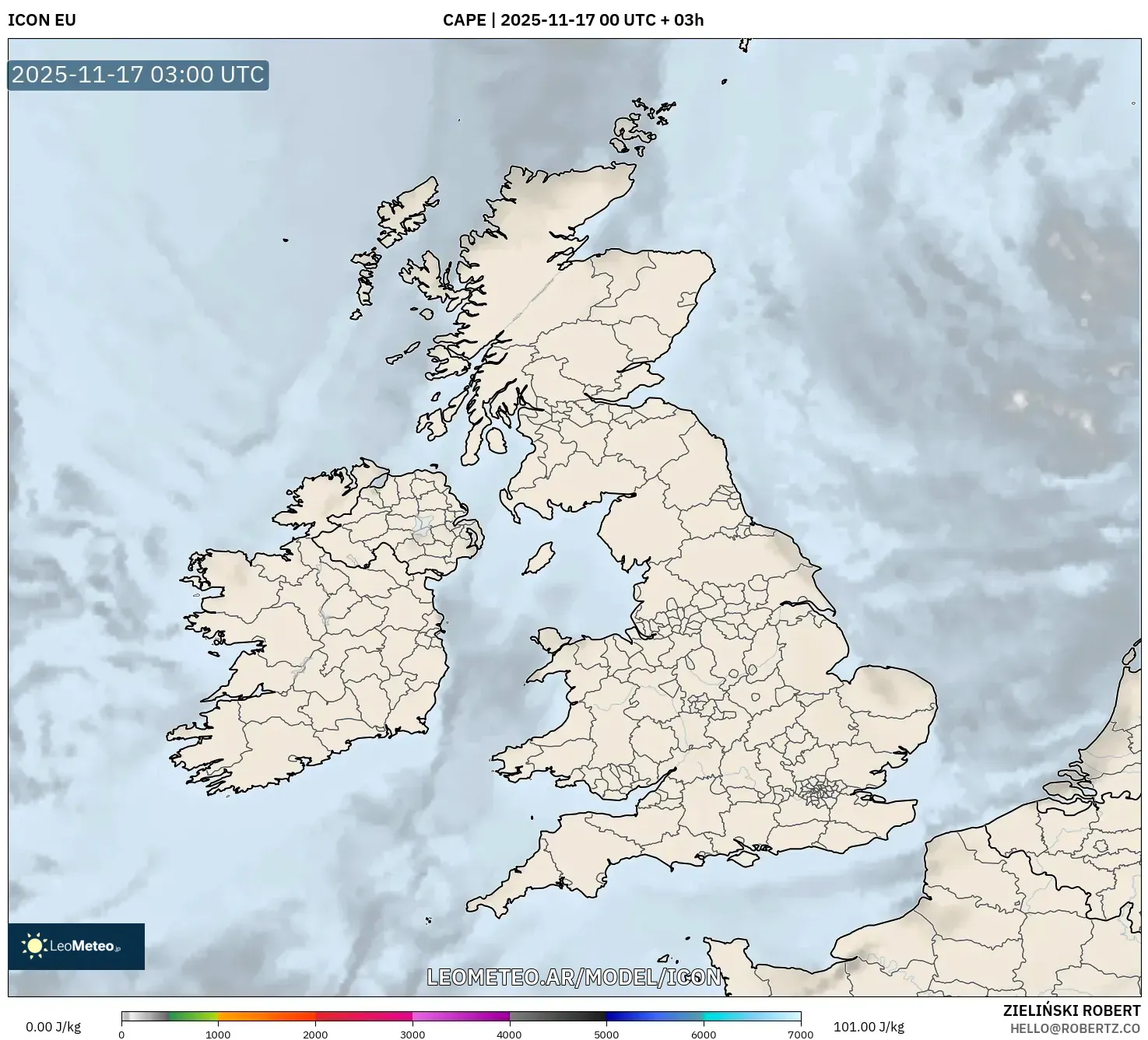 ICON model - Reino Unido, CAPE