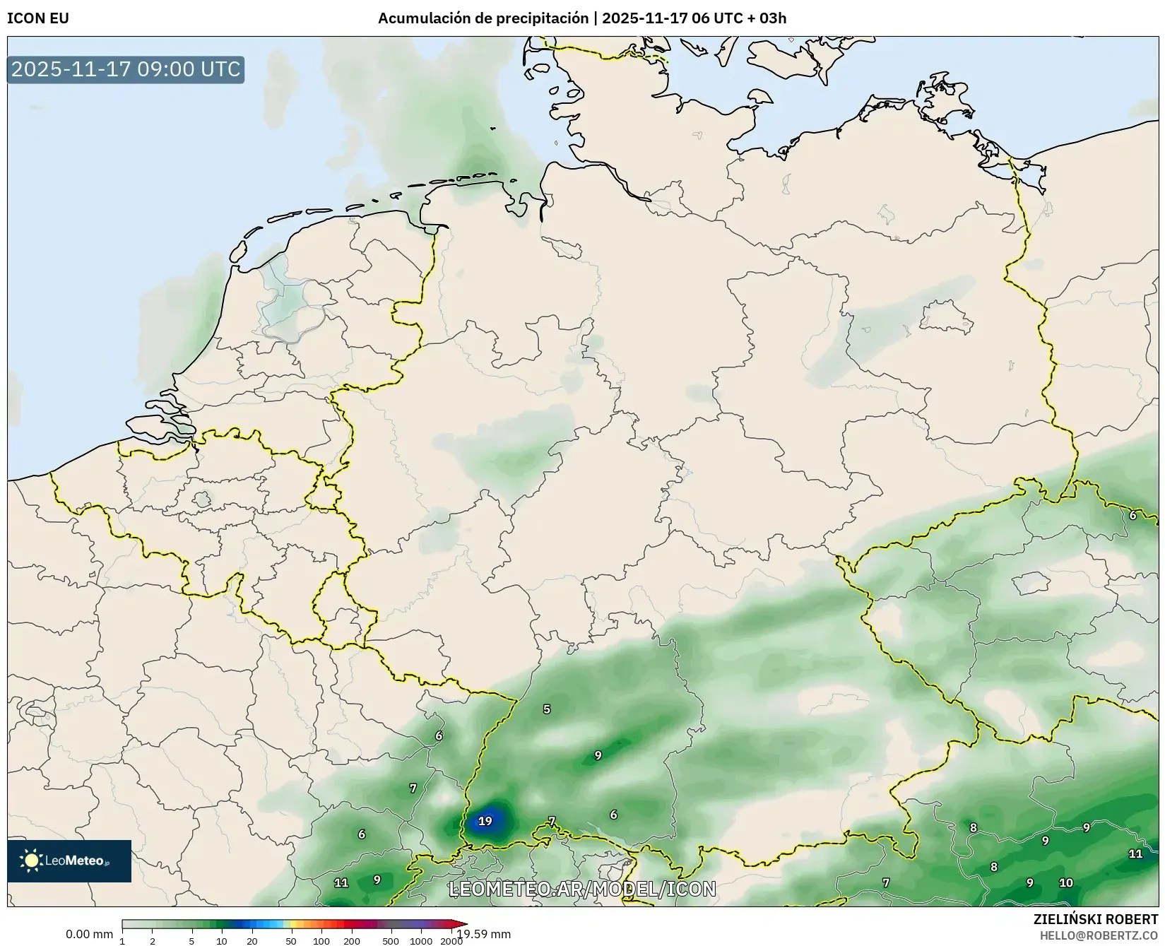ICON model - Alemania, Acumulación de precipitación