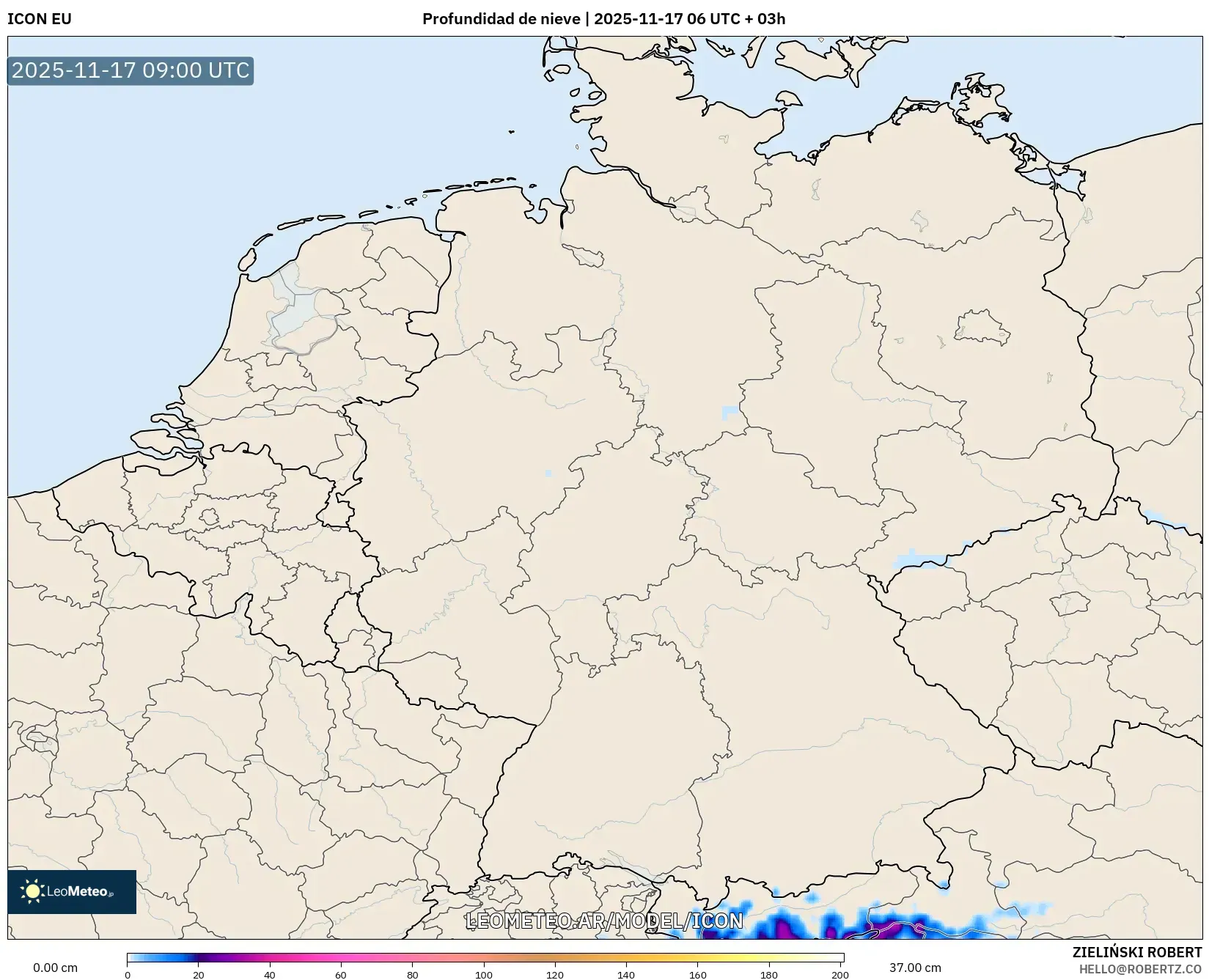 ICON model - Alemania, Profundidad de nieve