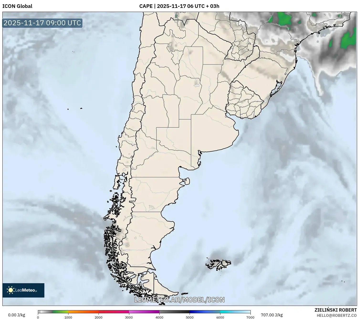 ICON model - Argentina, CAPE