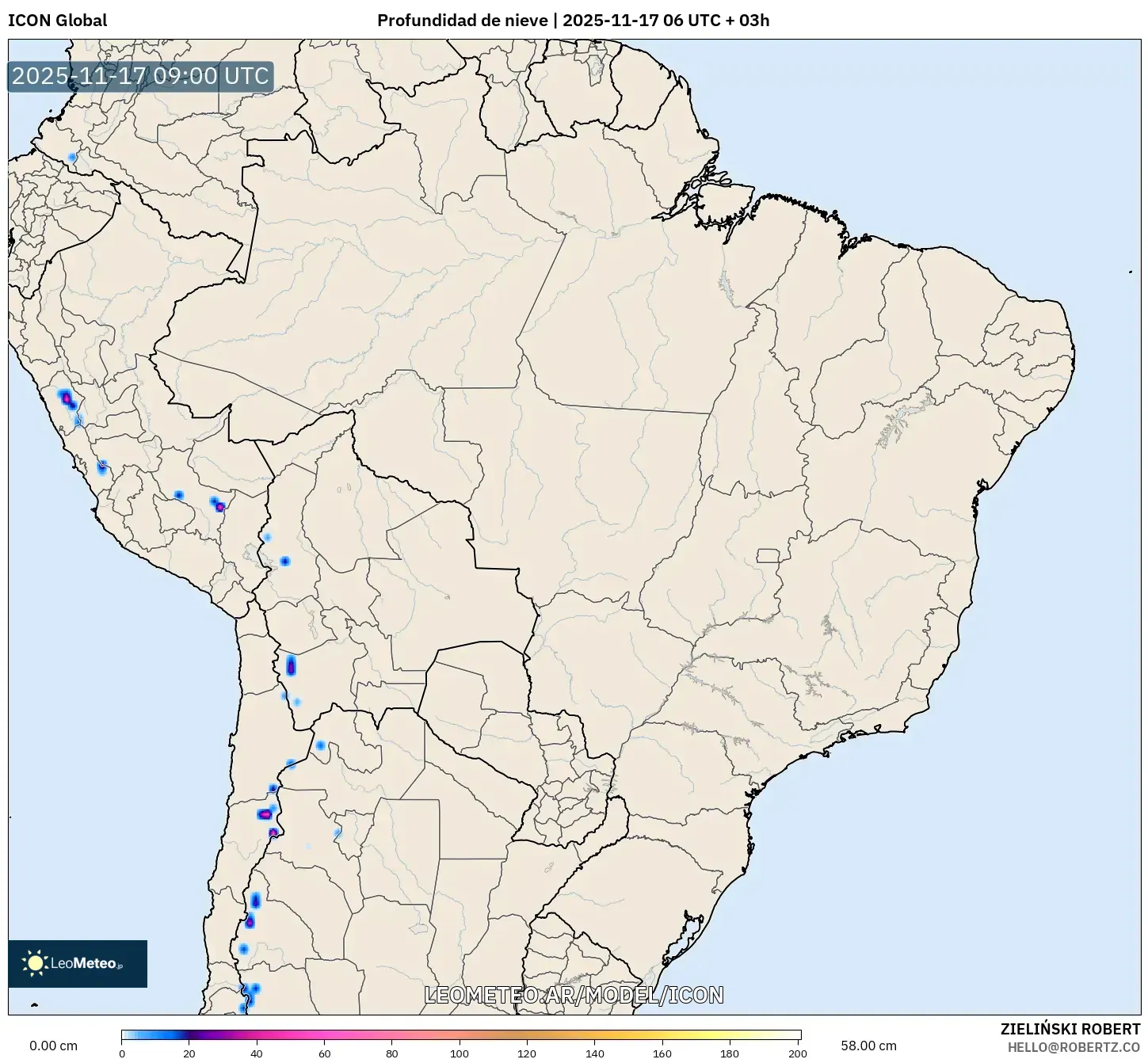 ICON model - Brasil, Profundidad de nieve