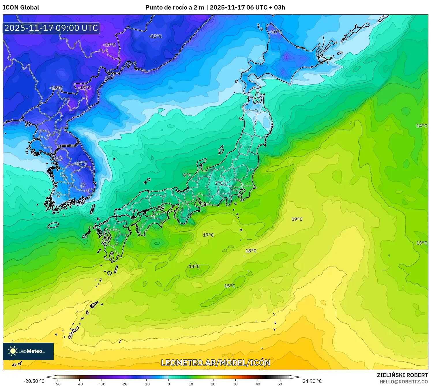 ICON model - Japón, Punto de rocío a 2 m