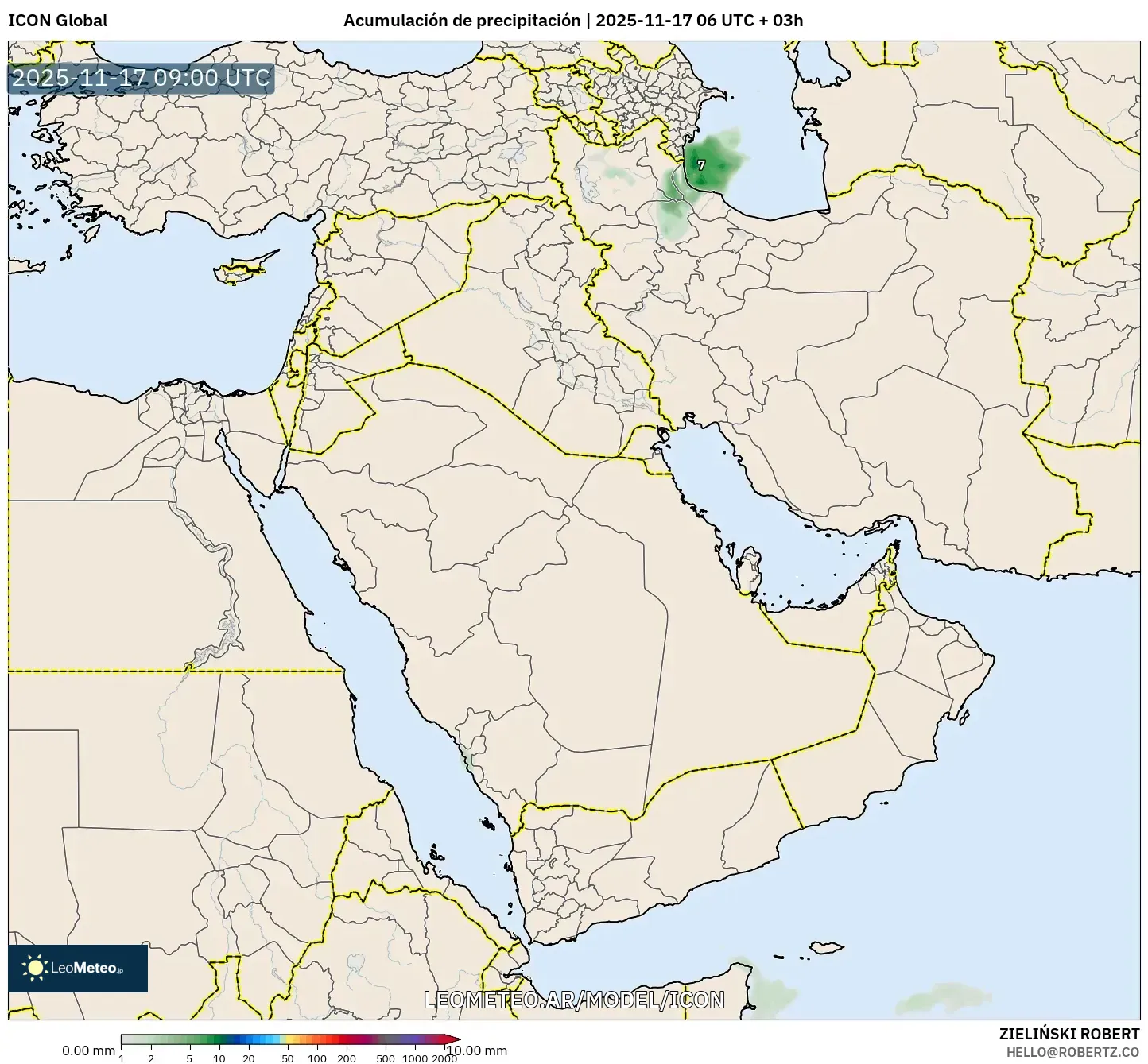 ICON model - Oriente Medio, Acumulación de precipitación
