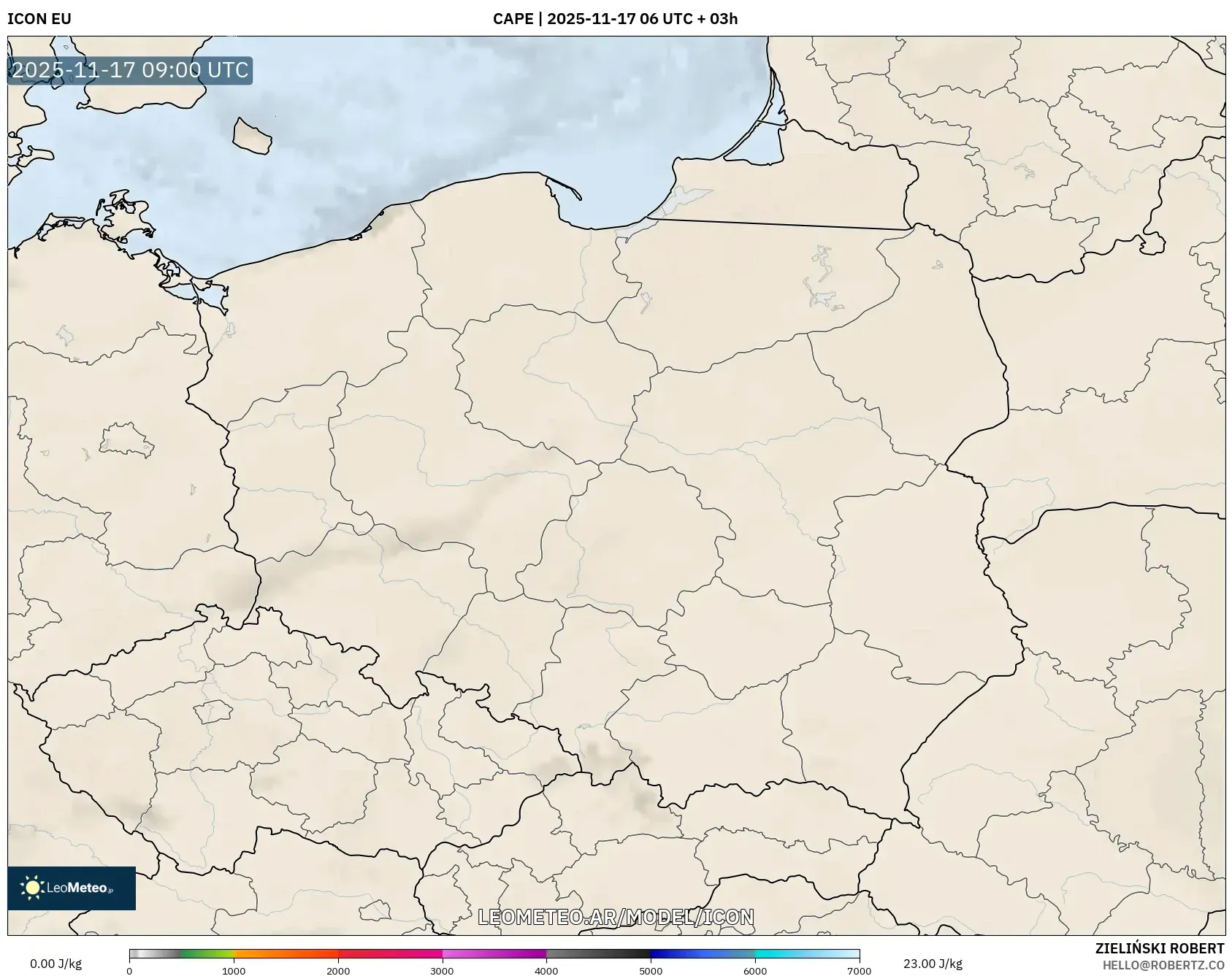 ICON model - Polonia, CAPE