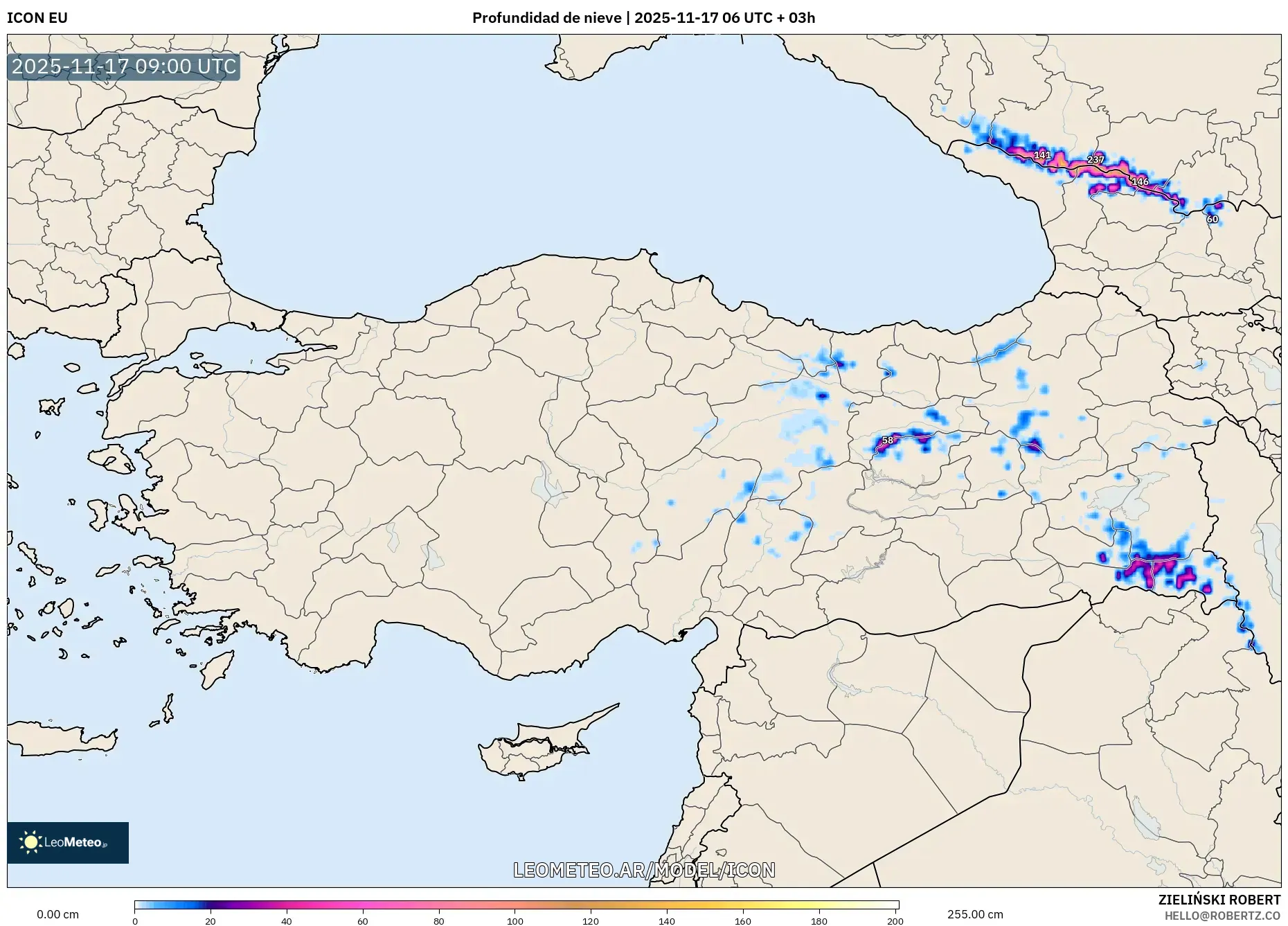 ICON model - Turquía, Profundidad de nieve