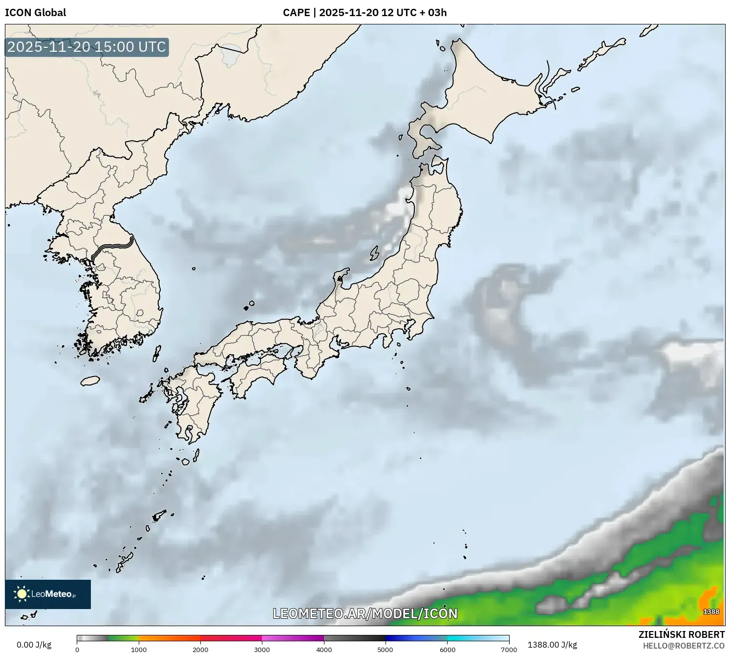 ICON model - Japón, CAPE