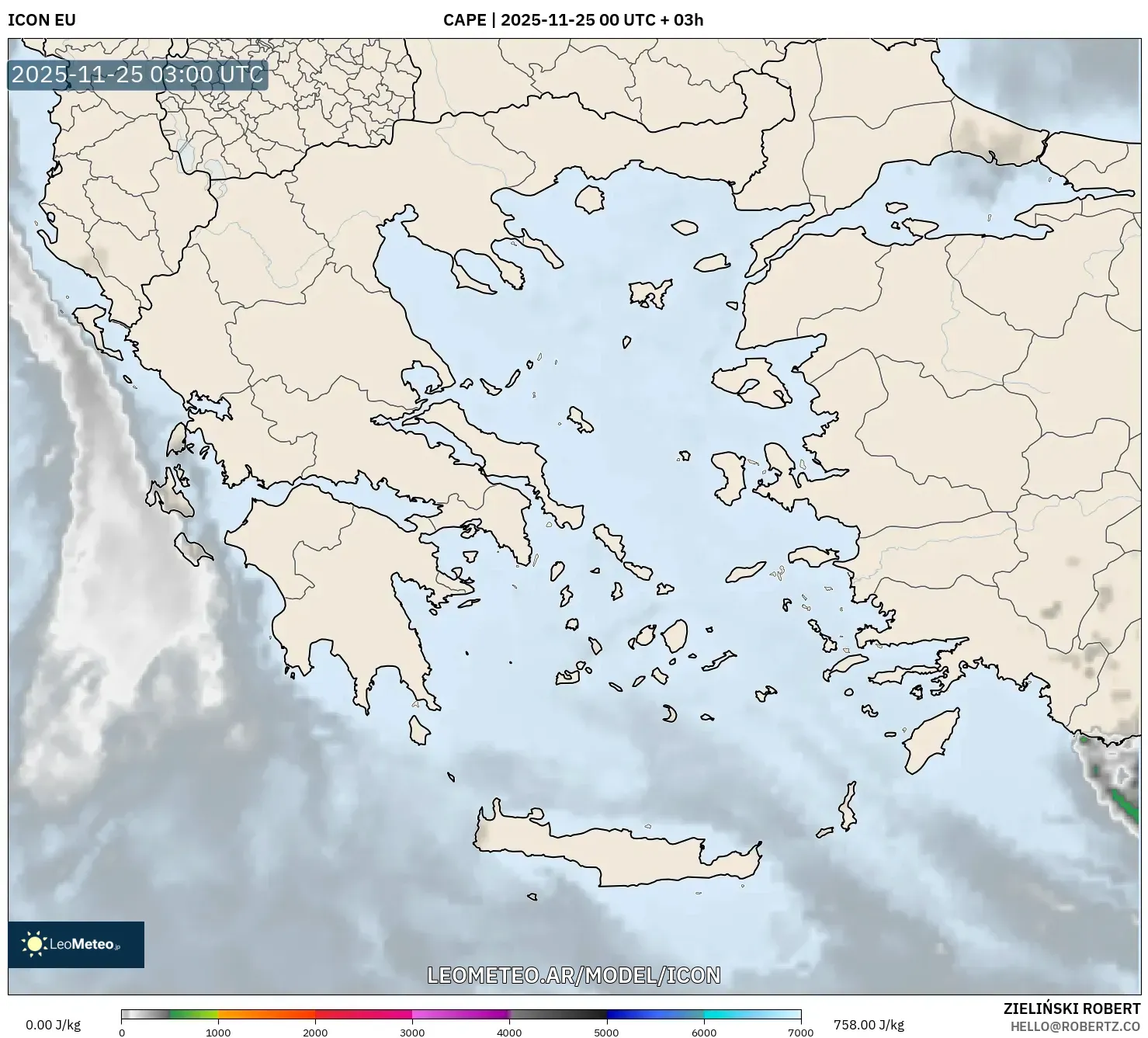 ICON model - Grecia, CAPE