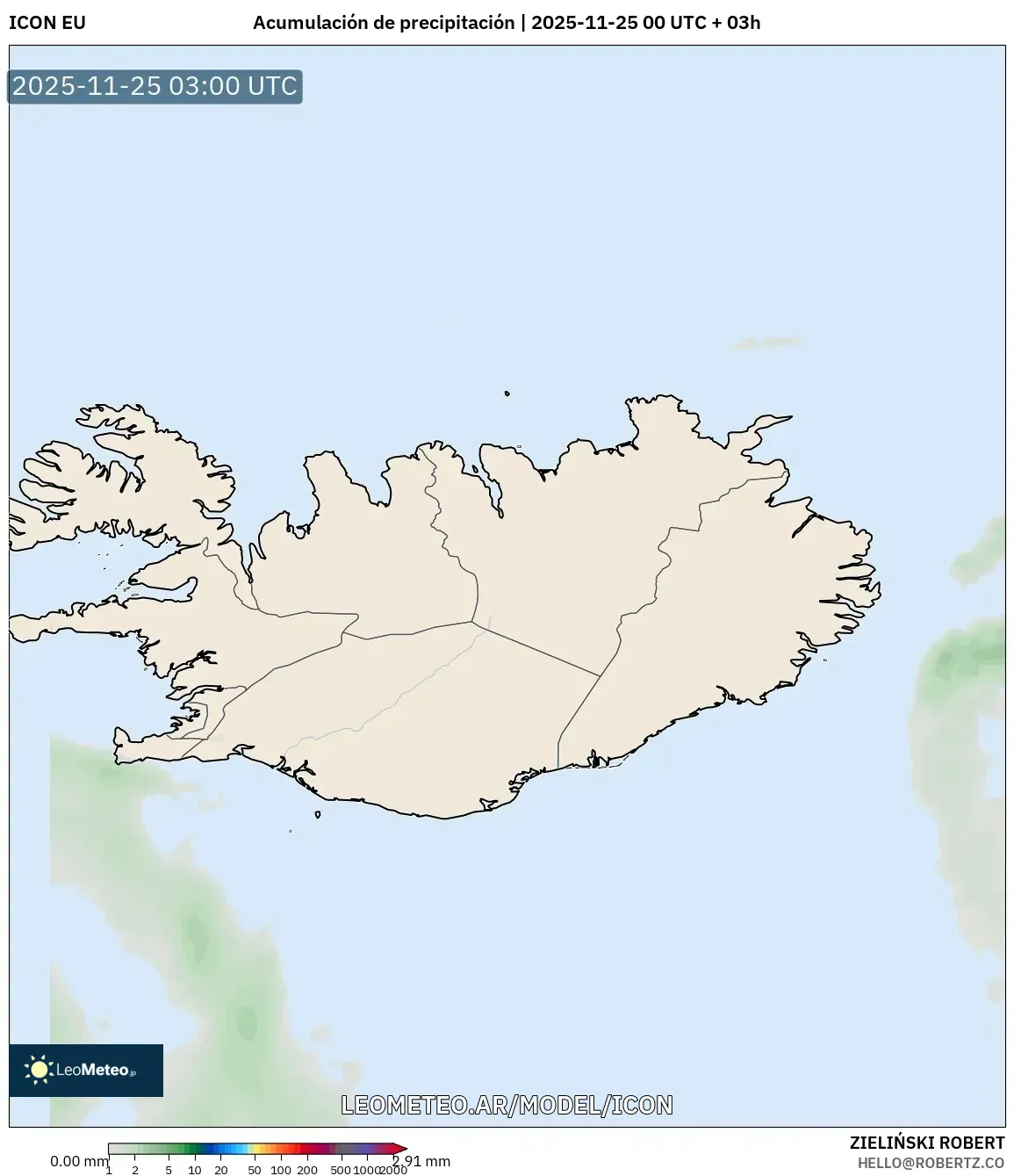ICON model - Islandia, Acumulación de precipitación
