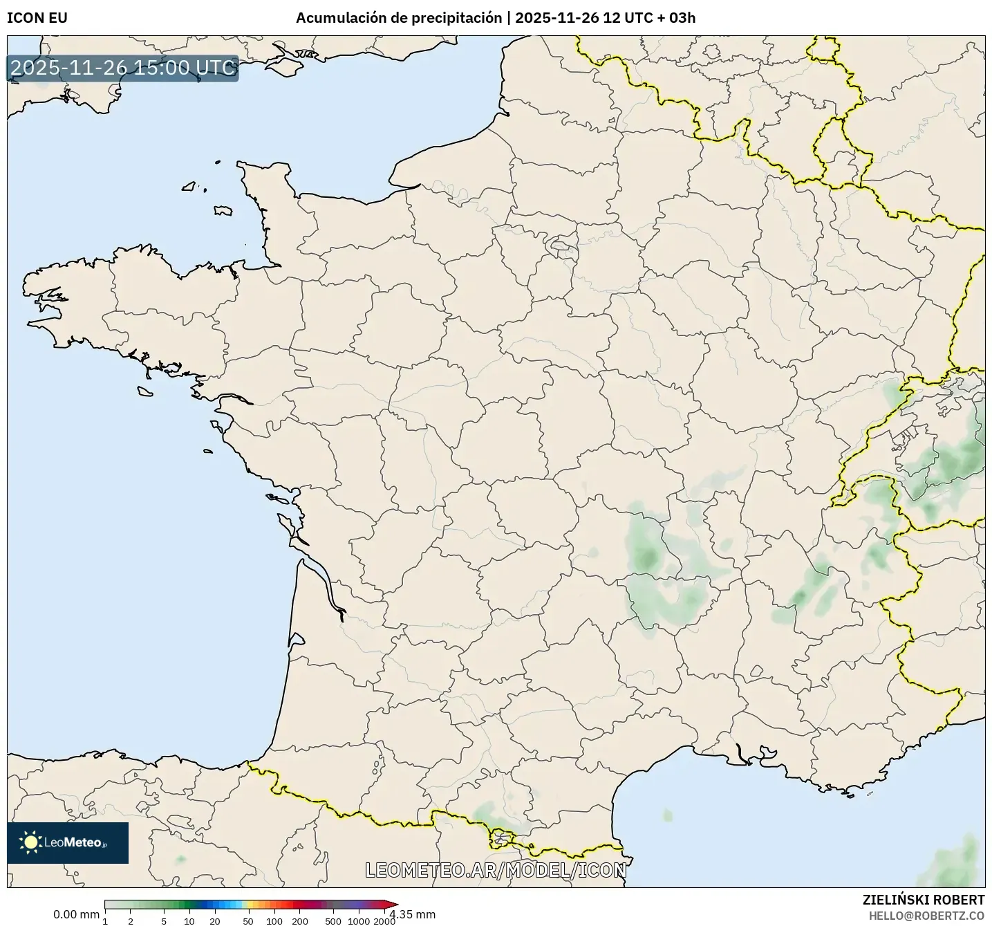 ICON model - Francia, Acumulación de precipitación