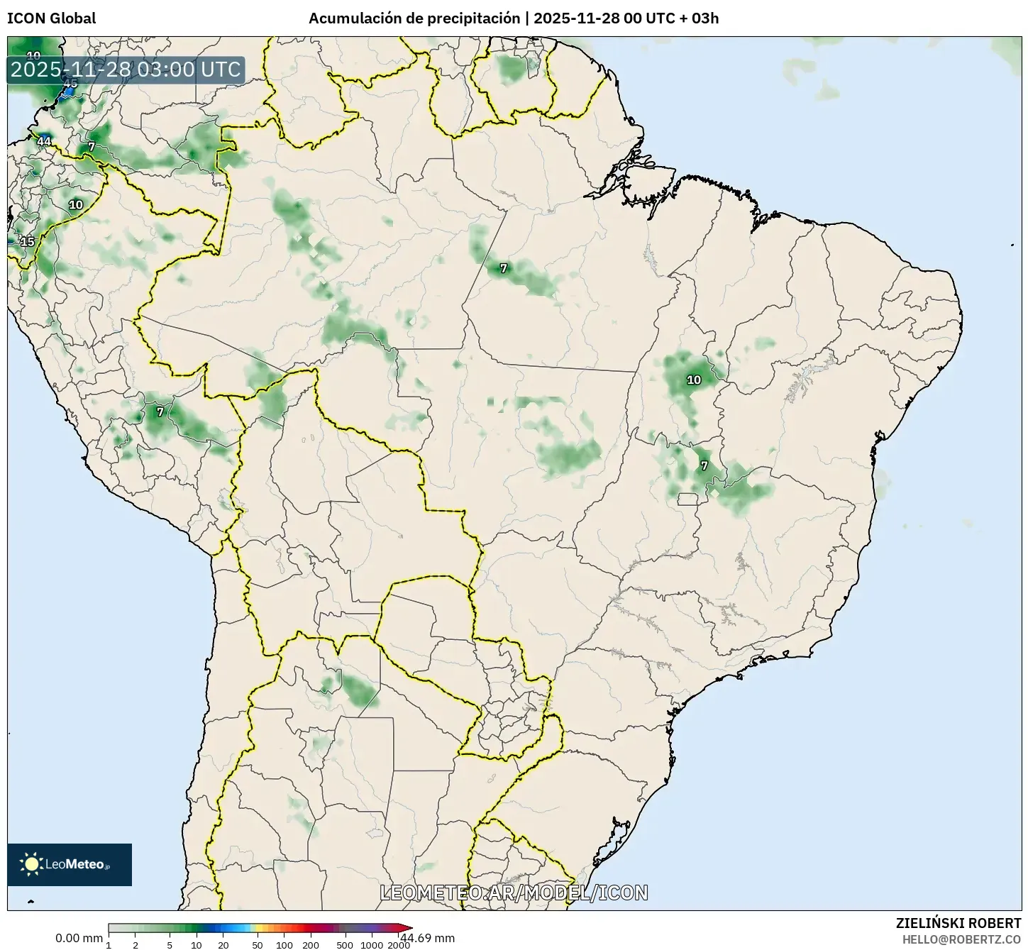 ICON model - Brasil, Acumulación de precipitación