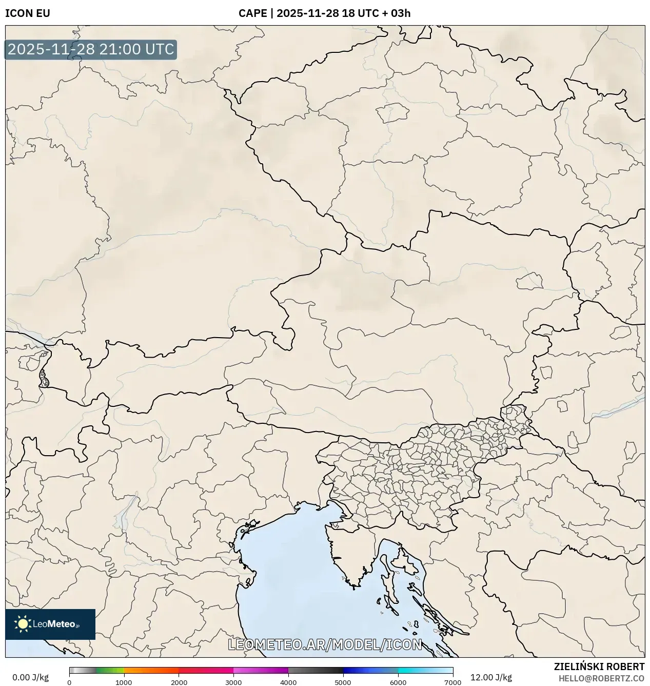 ICON model - Austria, CAPE