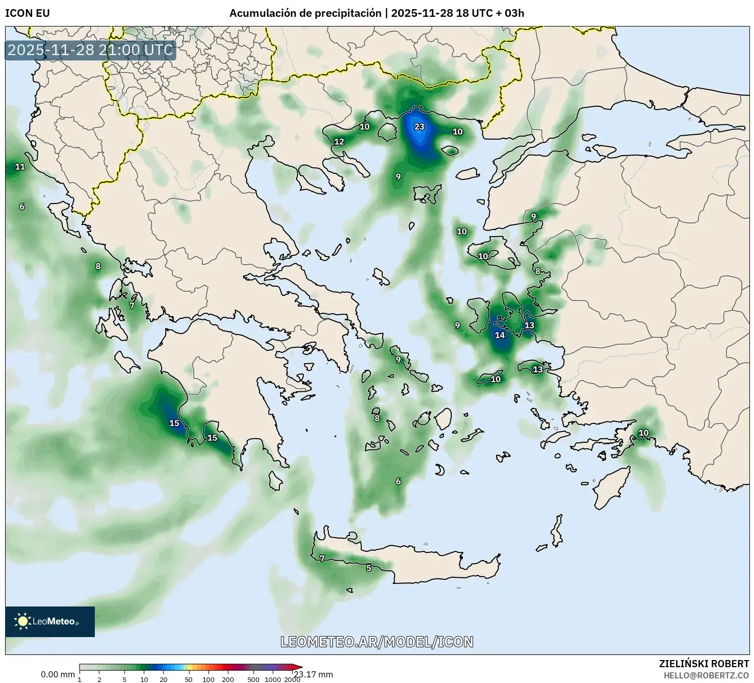 ICON model - Grecia, Acumulación de precipitación