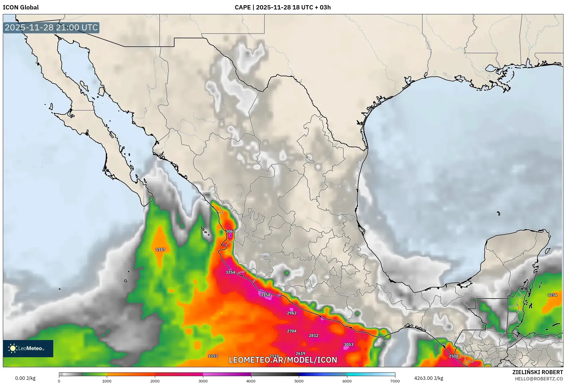 ICON model - México, CAPE