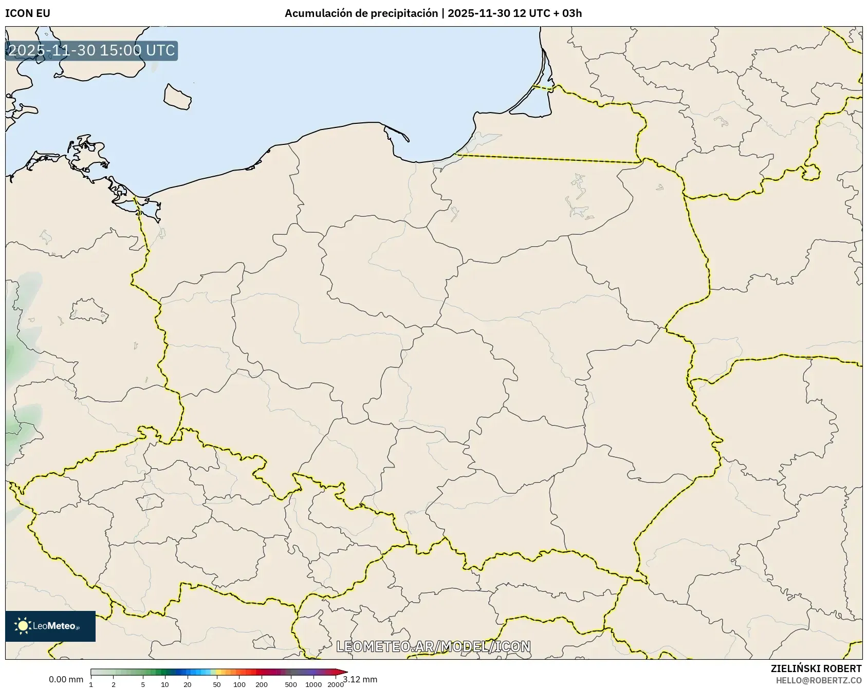 ICON model - Polonia, Acumulación de precipitación