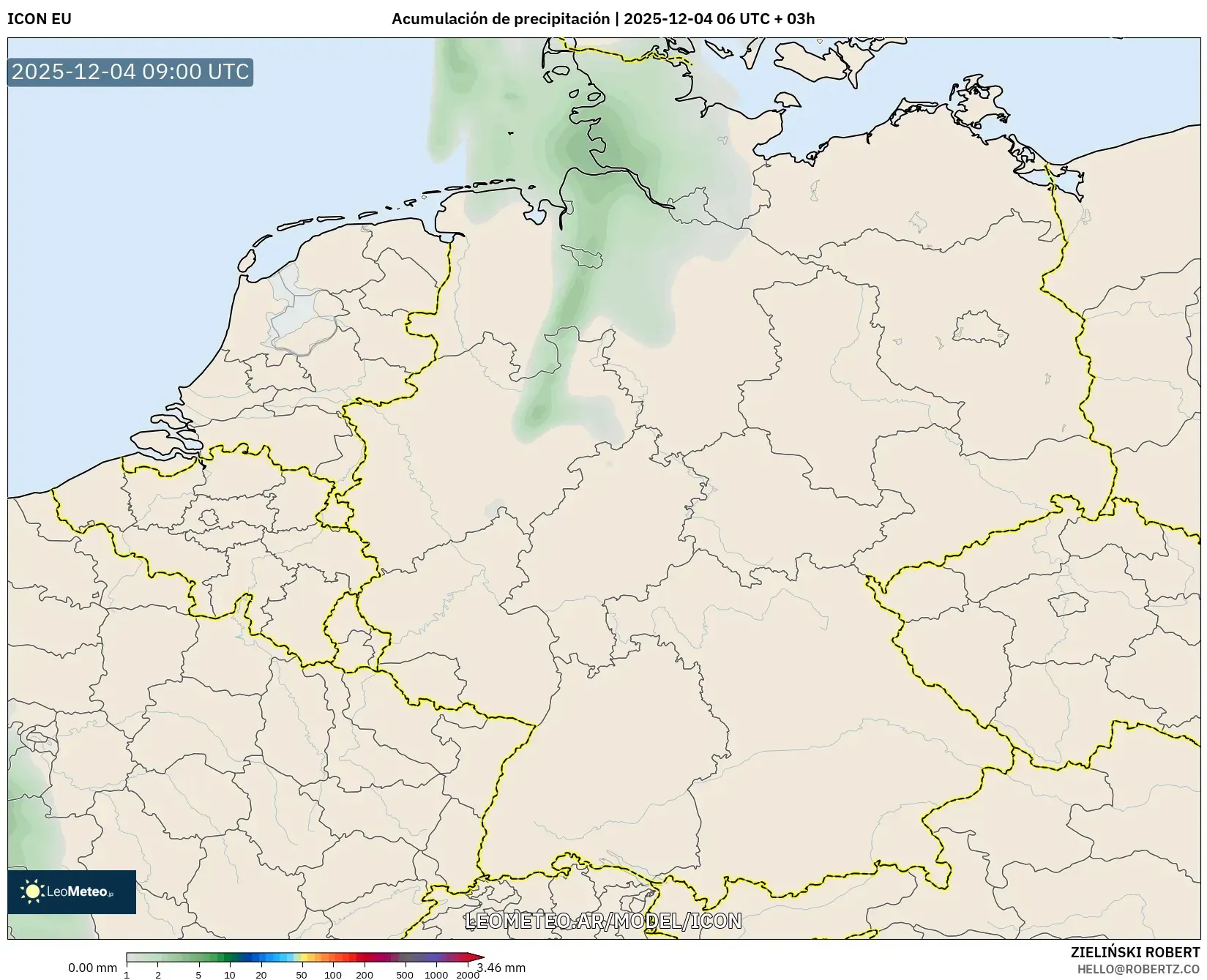 ICON model - Alemania, Acumulación de precipitación