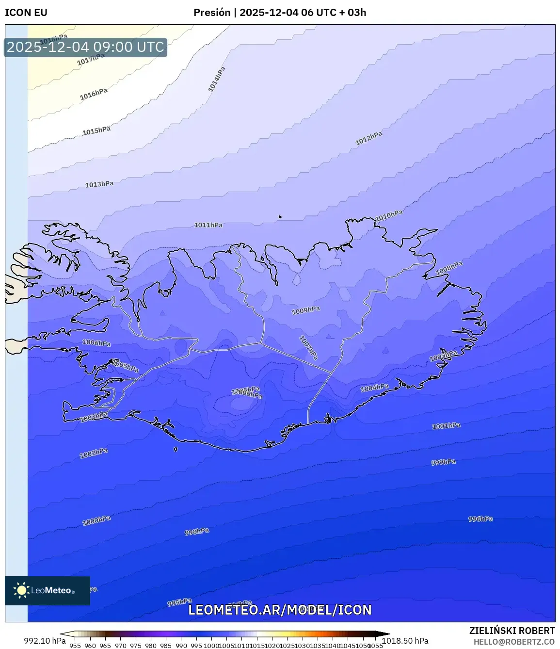 ICON model - Islandia, Presión