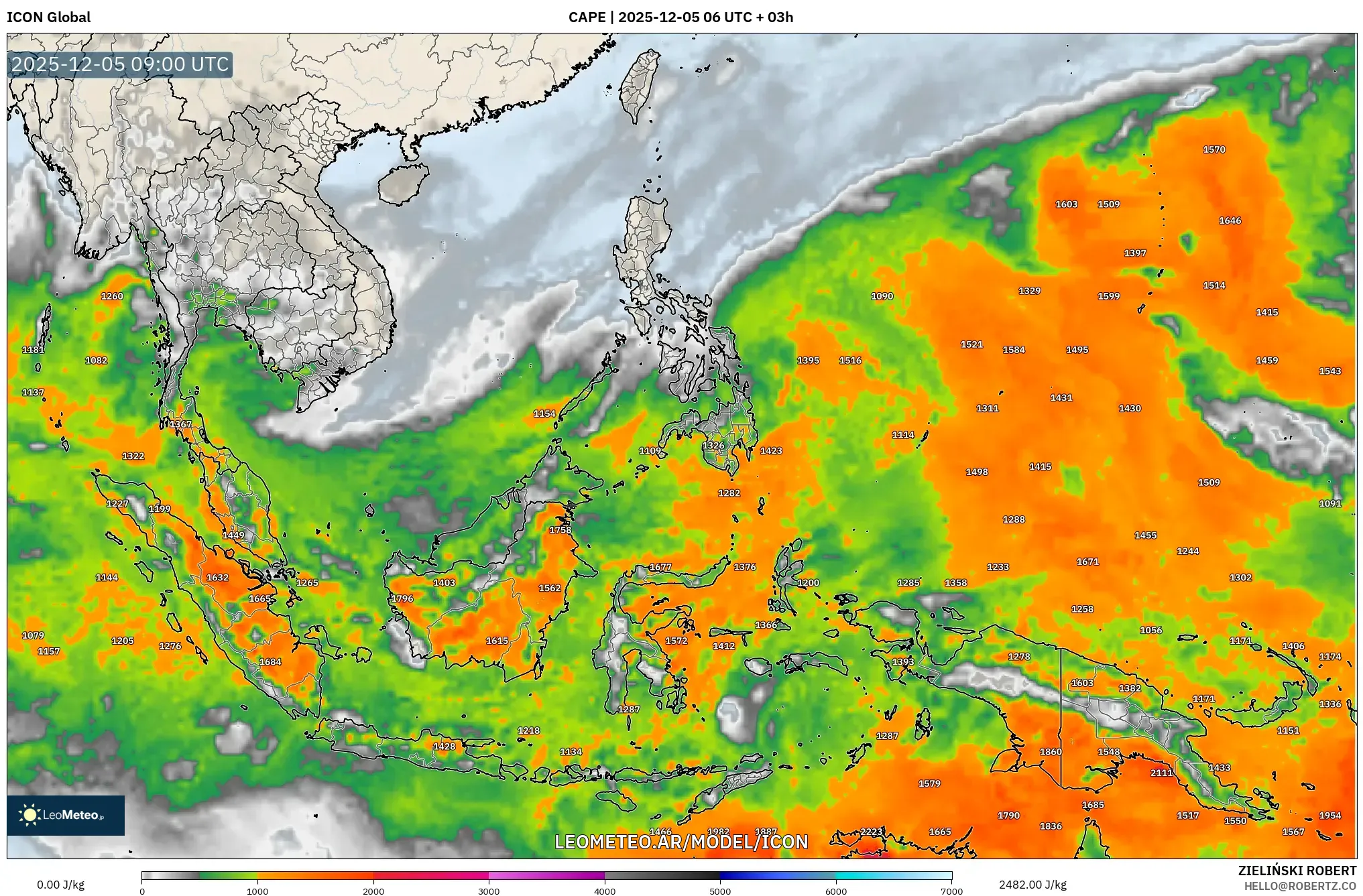 ICON model - Sudeste Asiático, CAPE