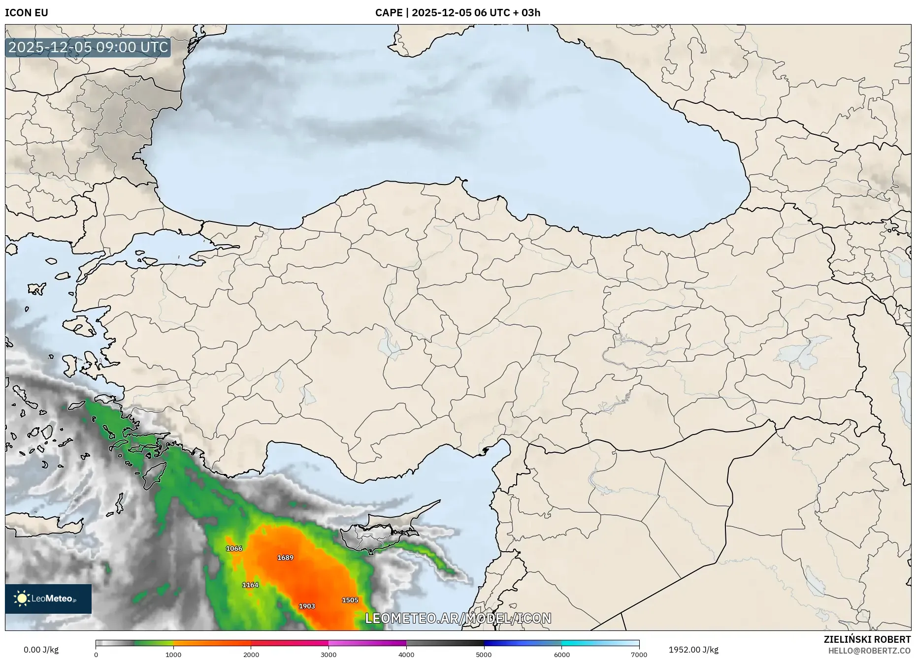 ICON model - Turquía, CAPE