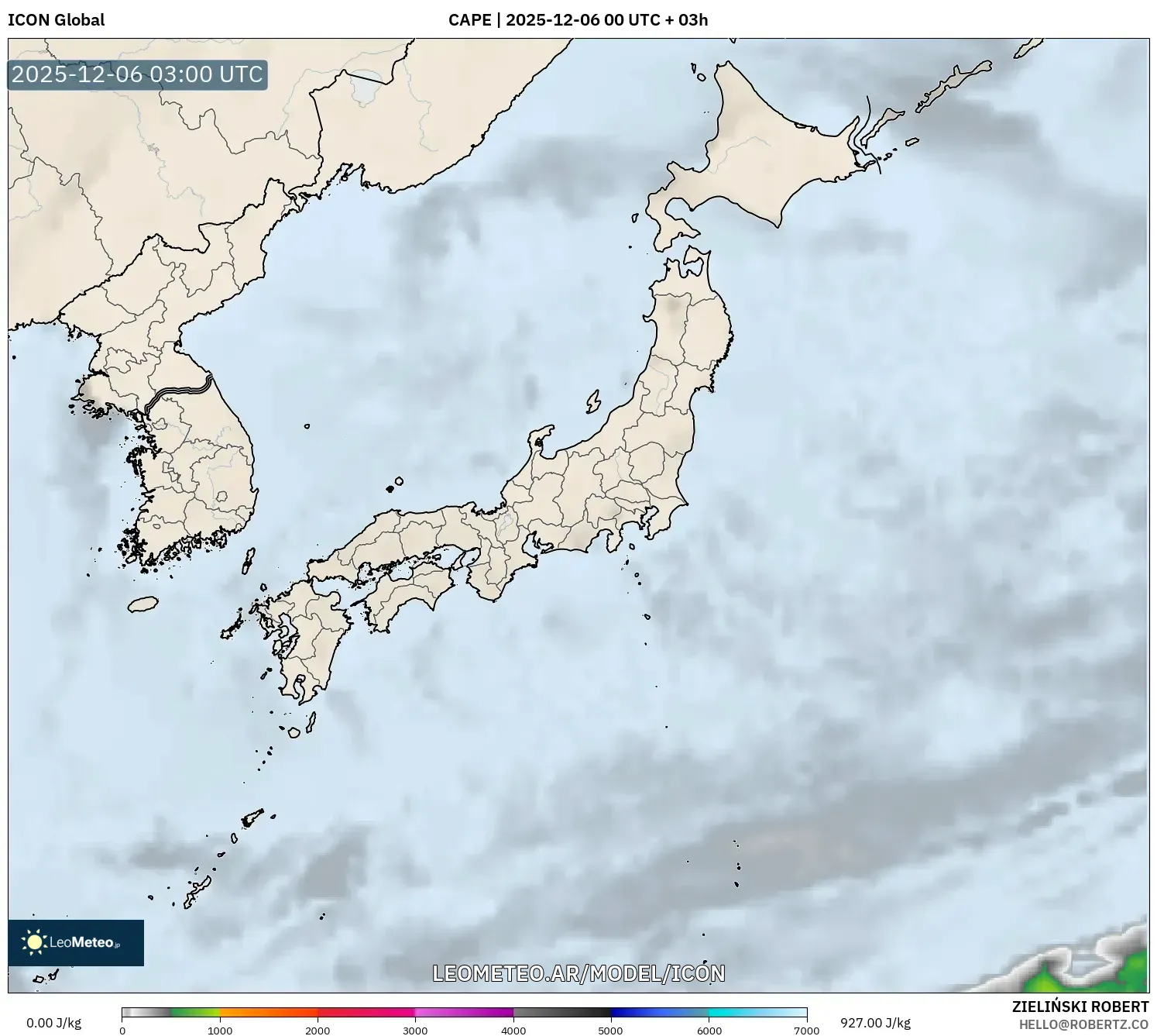 ICON model - Japón, CAPE