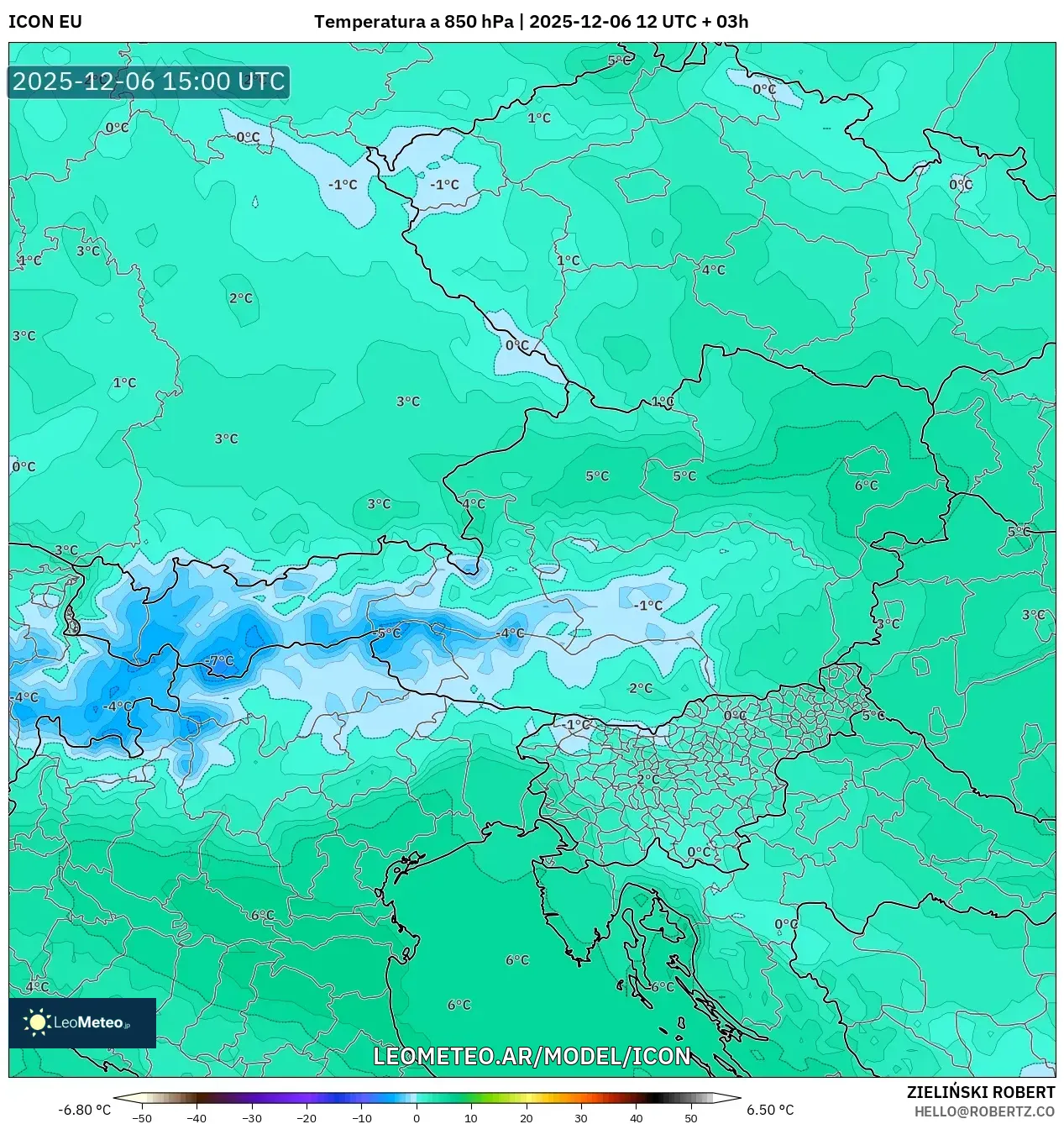 ICON model - Austria, Temperatura a 850 hPa