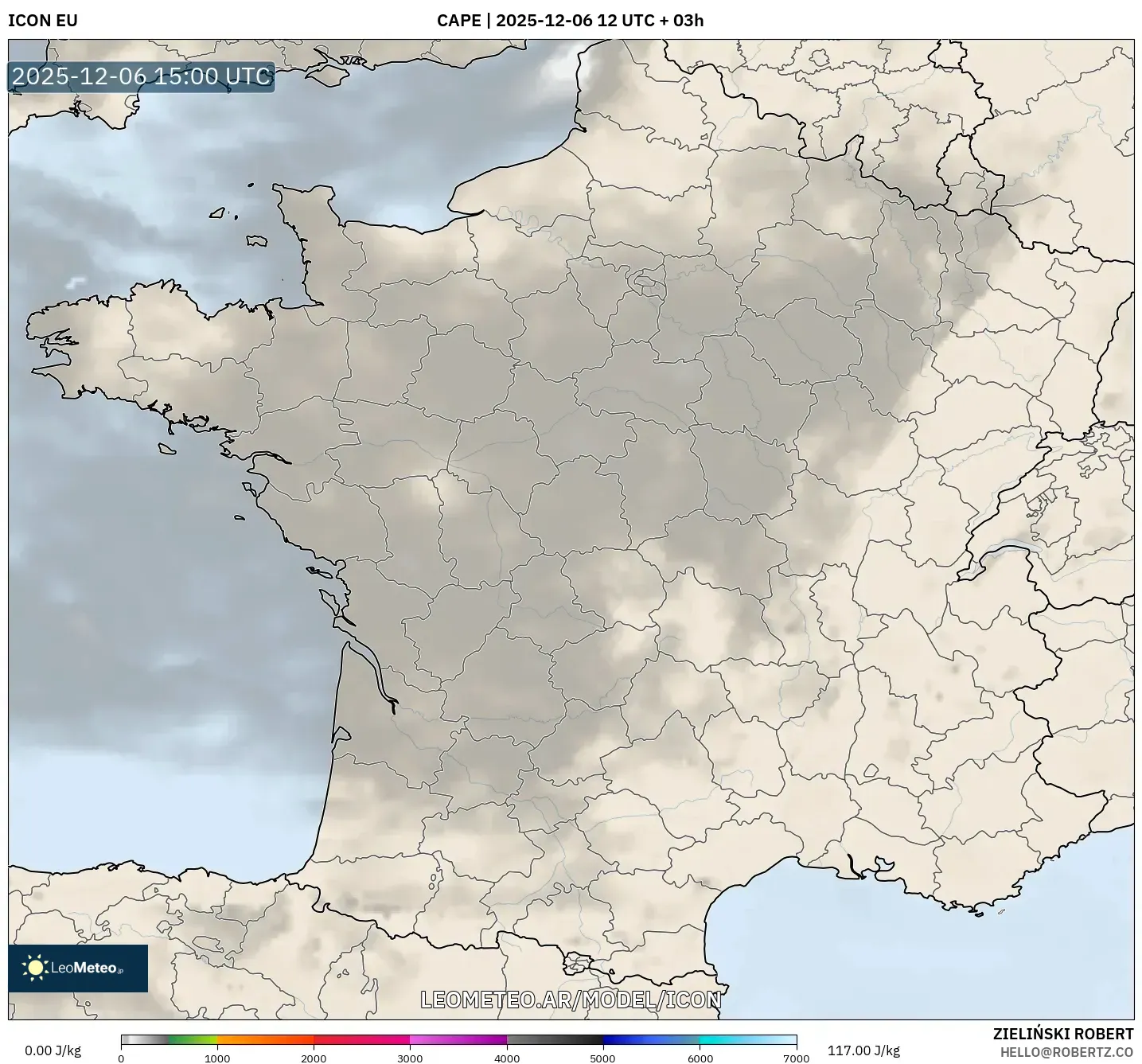 ICON model - Francia, CAPE