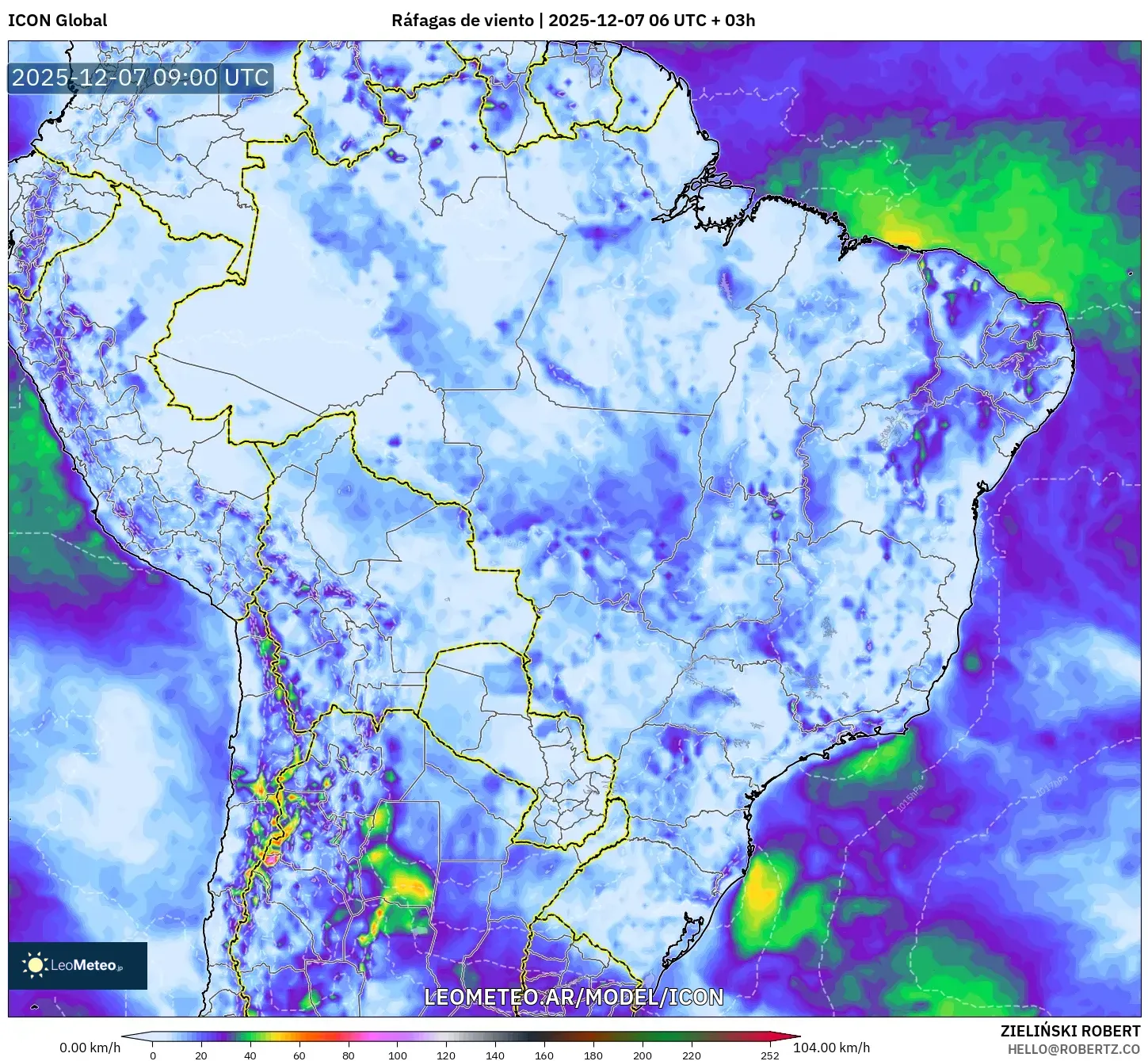 ICON model - Brasil, Ráfagas de viento