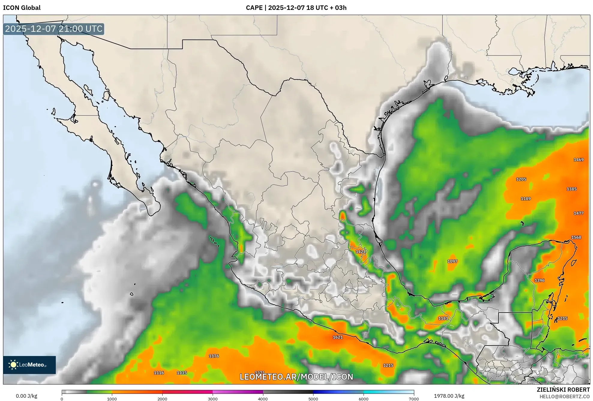 ICON model - México, CAPE