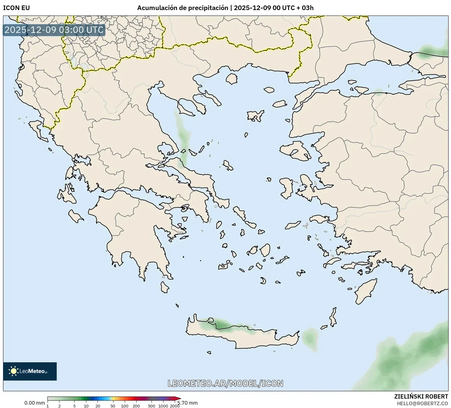 ICON model - Grecia, Acumulación de precipitación